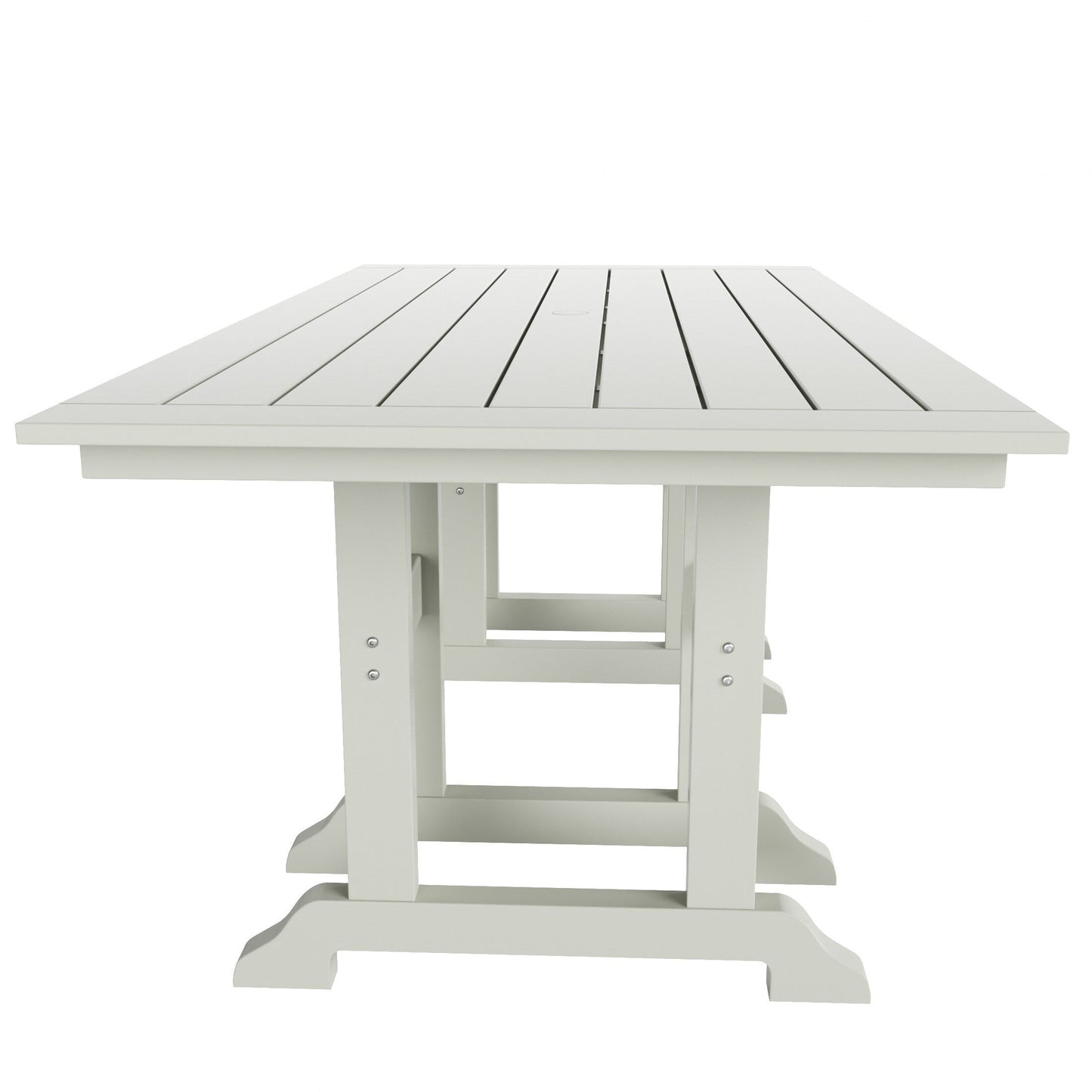 Chaises de salle à manger rectangulaires Adirondack Polytrends Laguna en PEHD, toutes saisons, avec table (ensemble de 7 pièces)