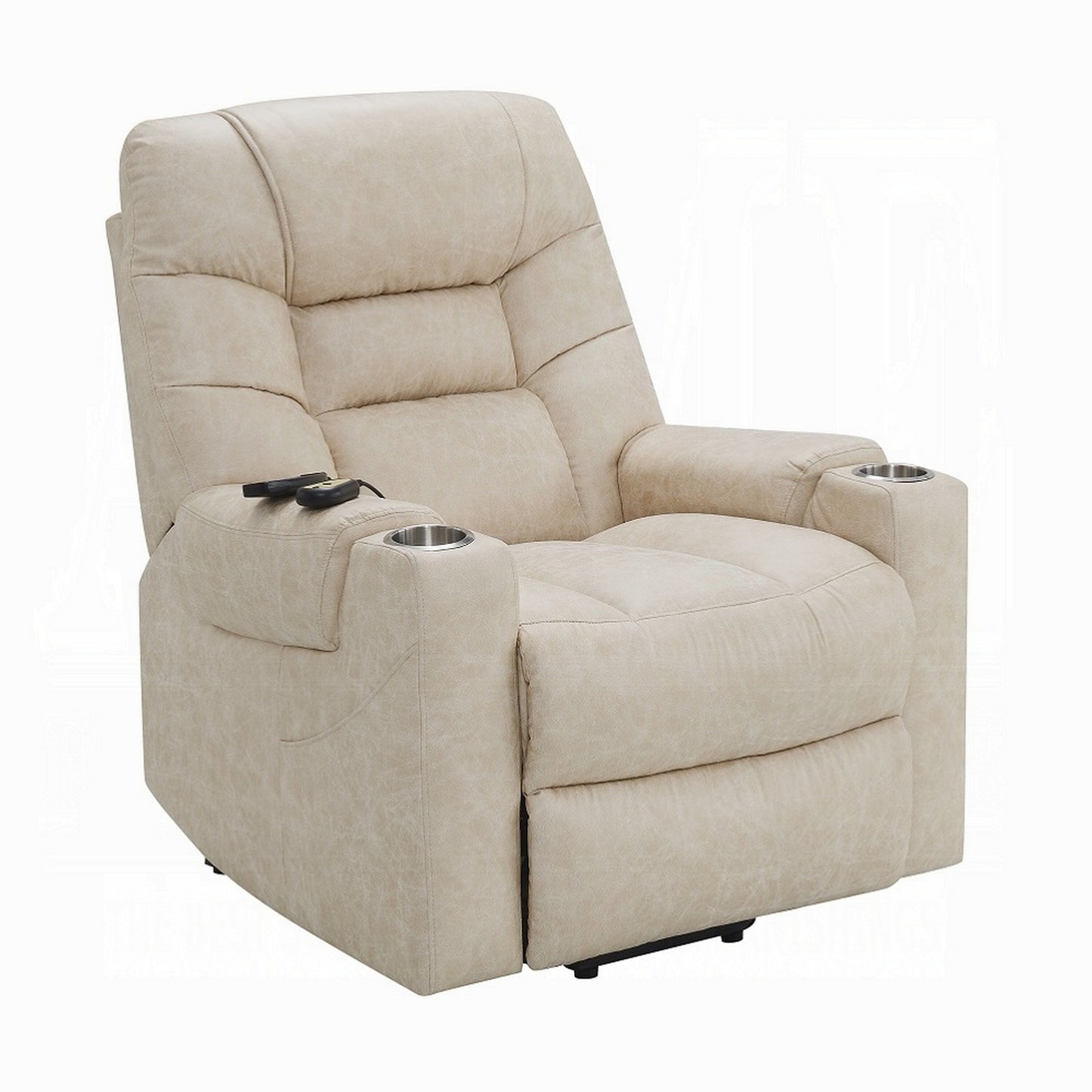 Fauteuil releveur électrique Aira avec massage chauffant, similicuir gris