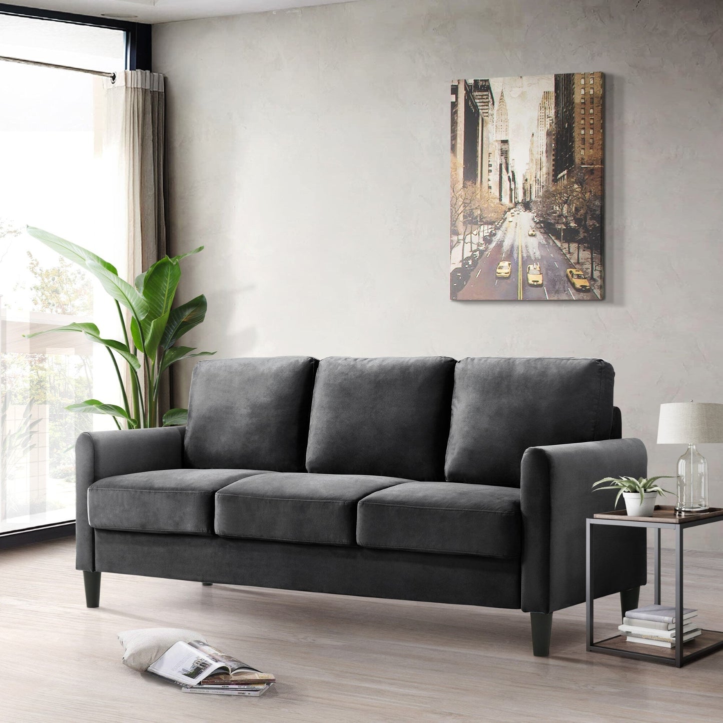Ensemble de salon avec accoudoirs en velours Clayfell Airell