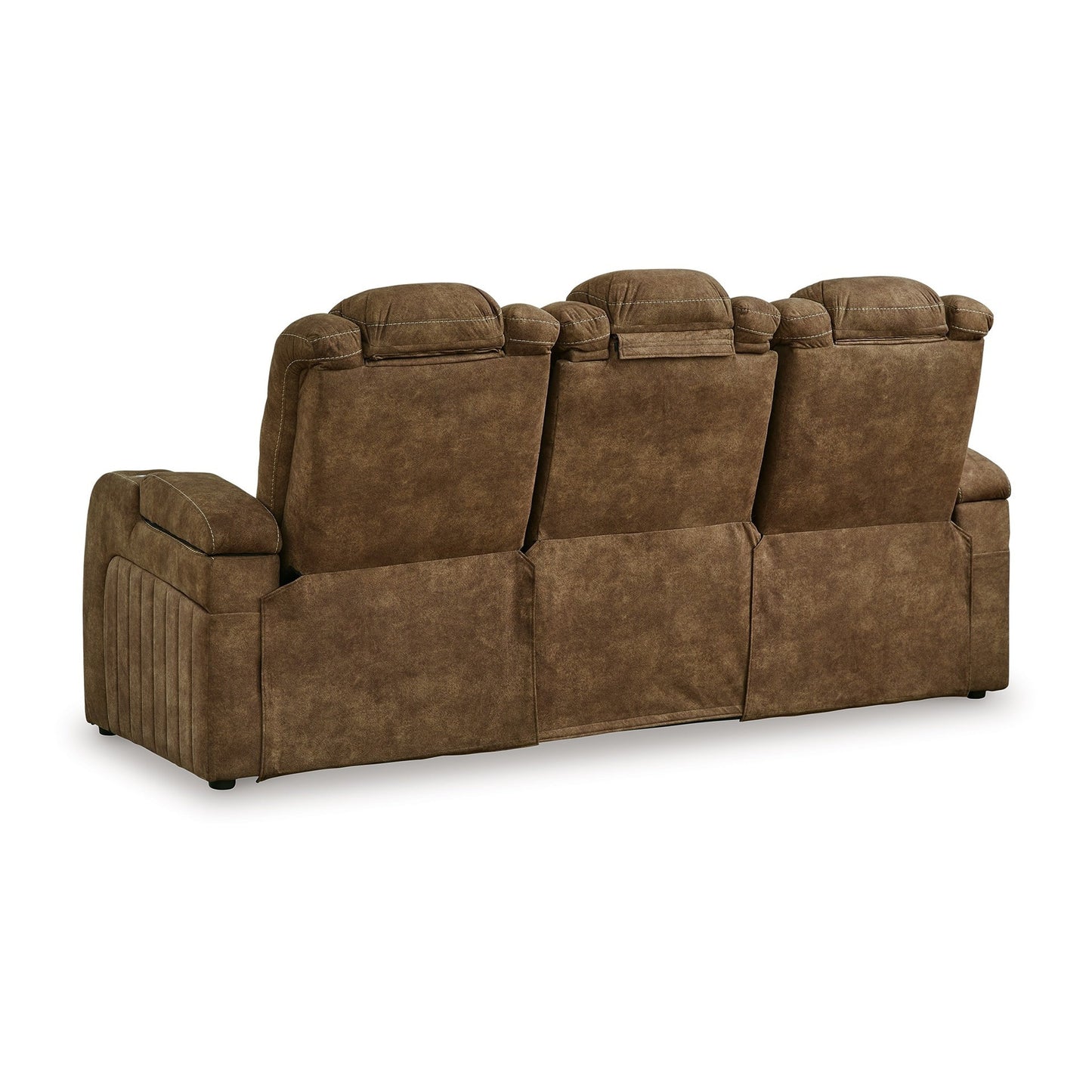 Canapé inclinable électrique Alexy, USB, rangement, similicuir marron, 86 pouces
