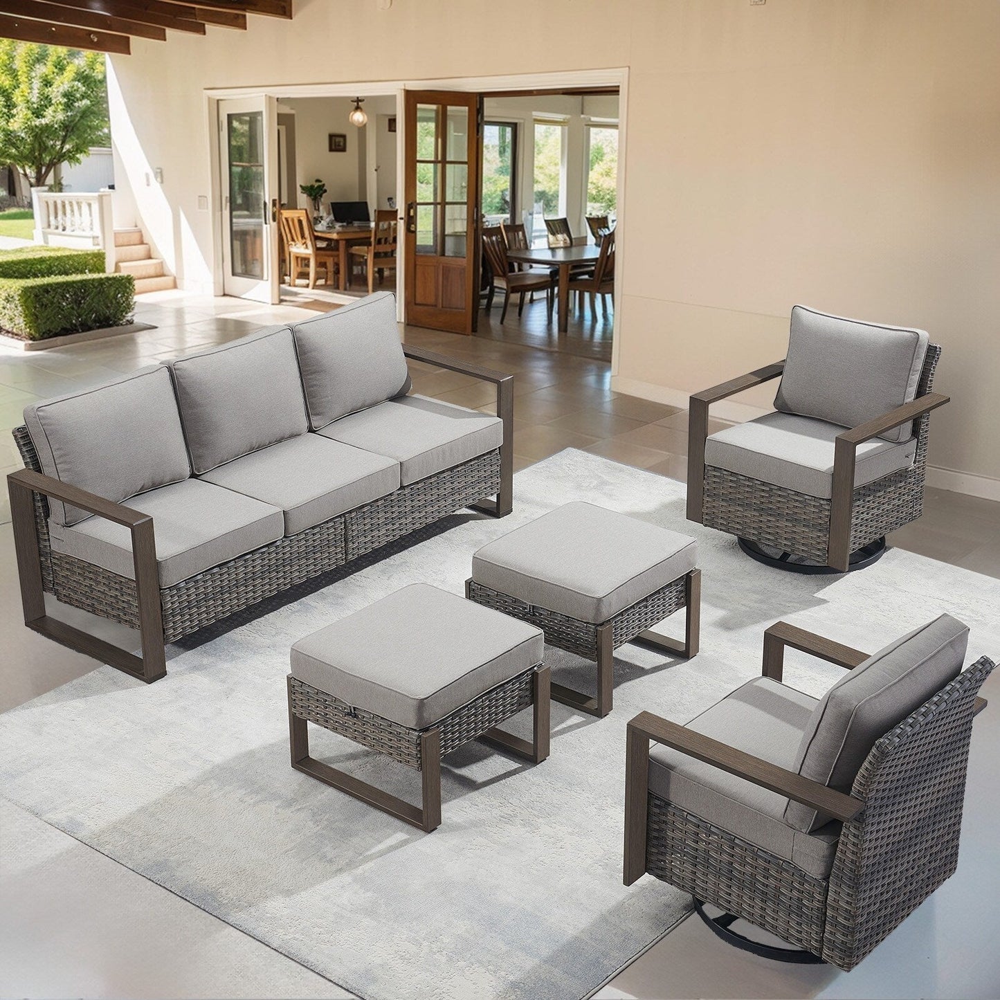 Ensemble de canapés et de chaises pivotantes d'extérieur toutes saisons Gymojoy