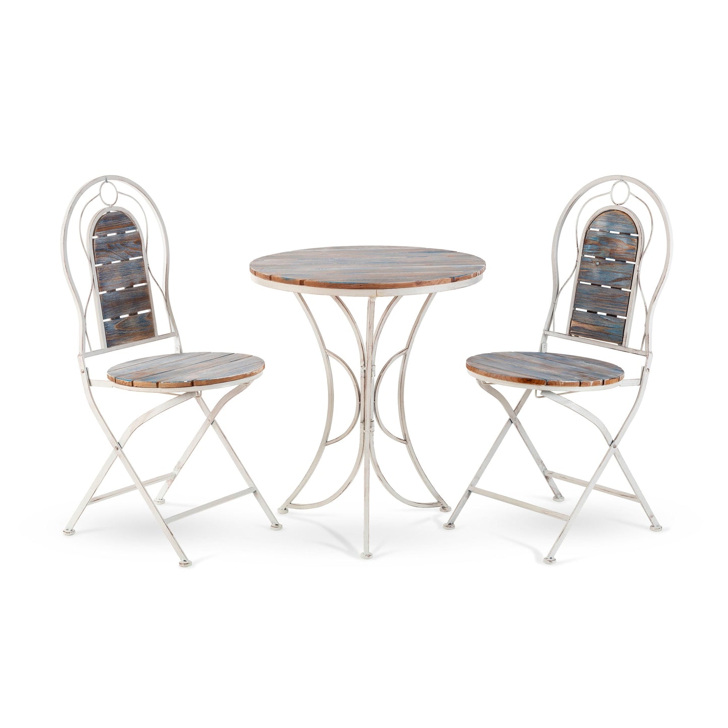 Ensemble bistrot intérieur/extérieur 3 pièces en bois et métal Alpine Corporation, table et chaises pliantes, sièges de patio