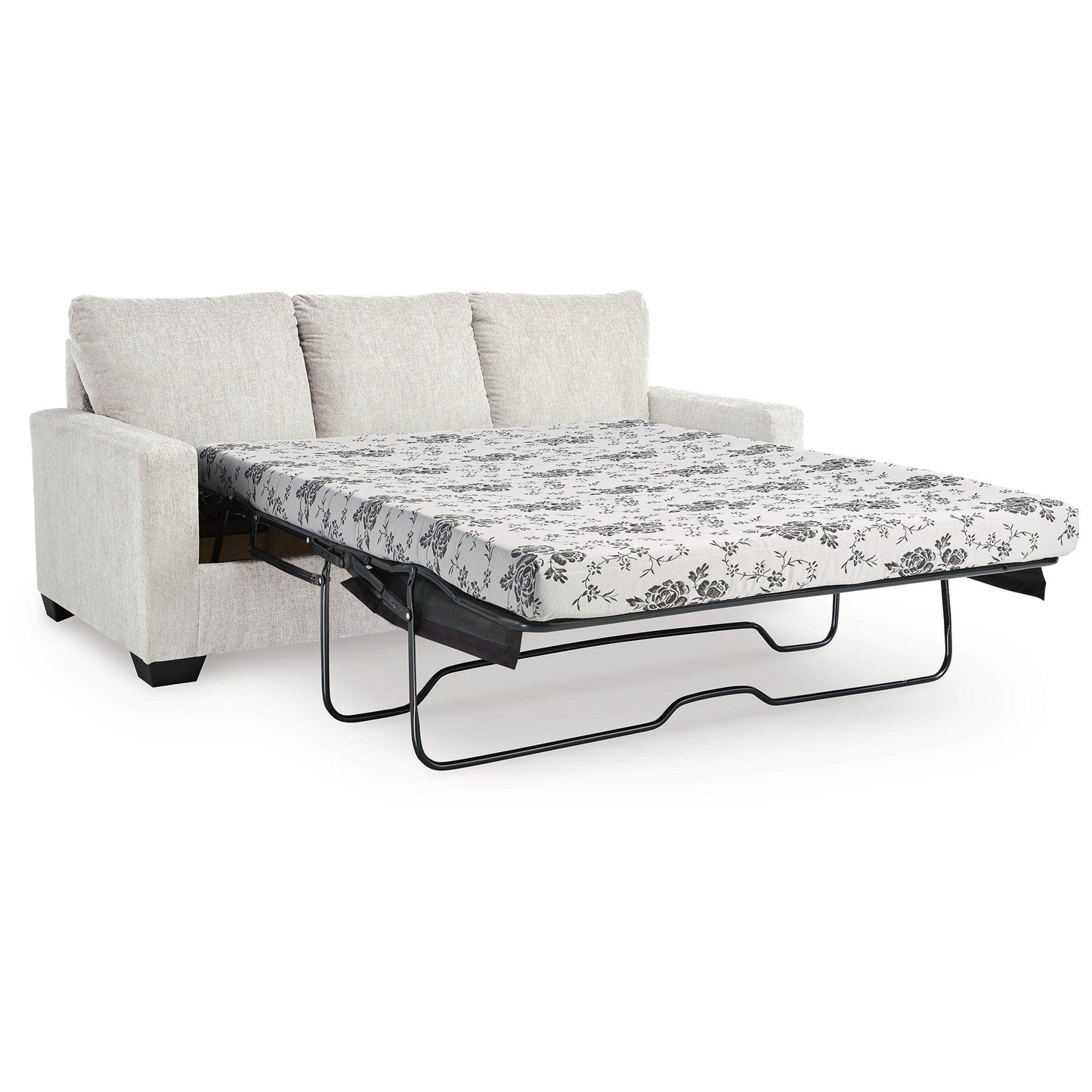 Canapé-lit Anise avec lit gigogne Queen Size, polyester blanc neige