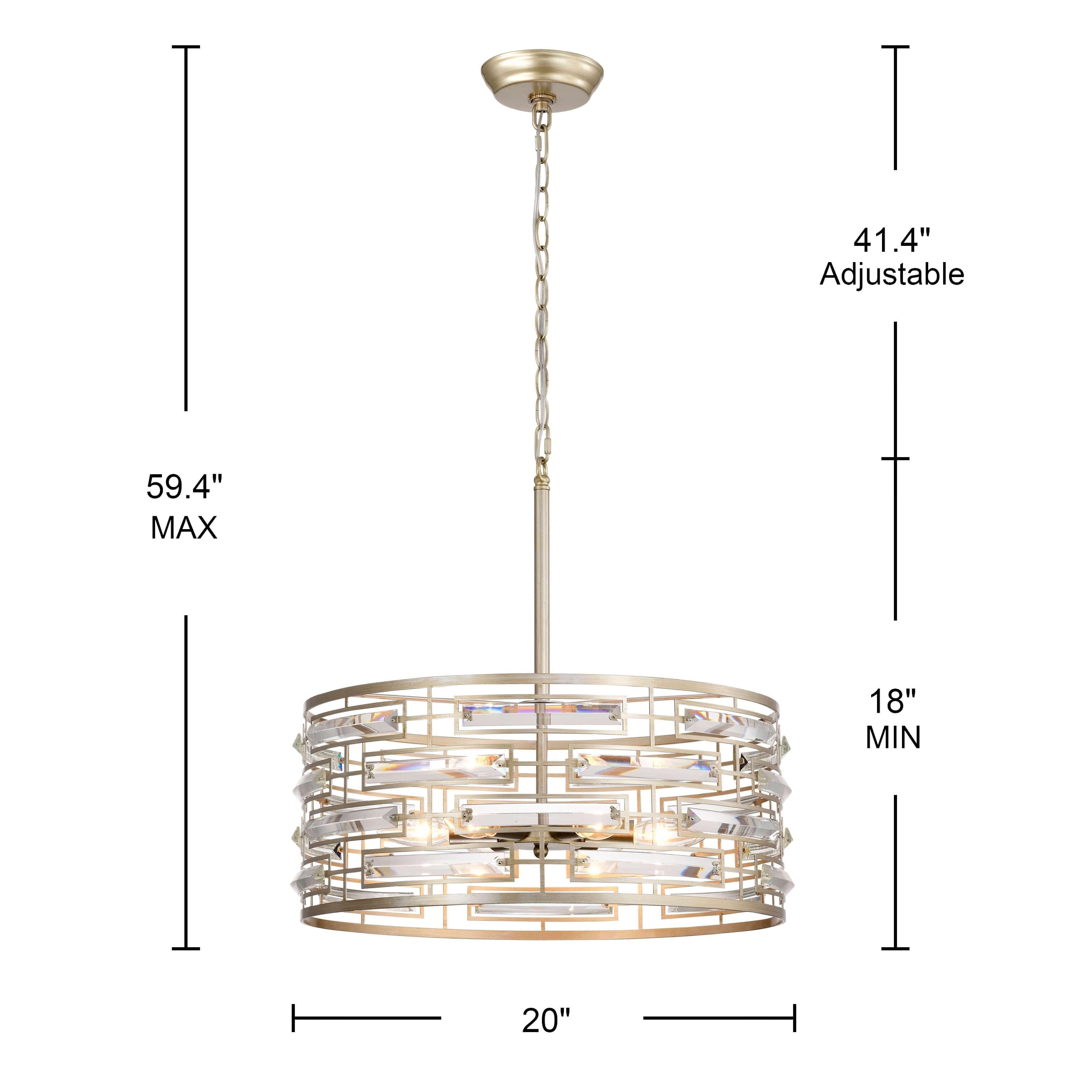 Lustre tambour Anita avec prisme en verre transparent