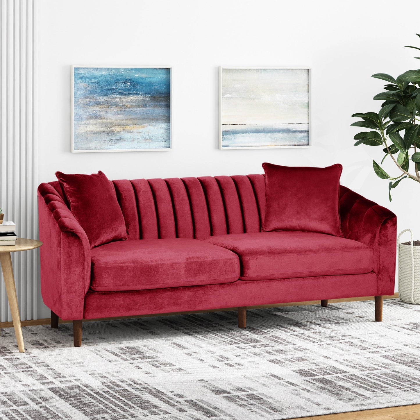 Canapé 3 places contemporain en velours Ansonia par Christopher Knight Home