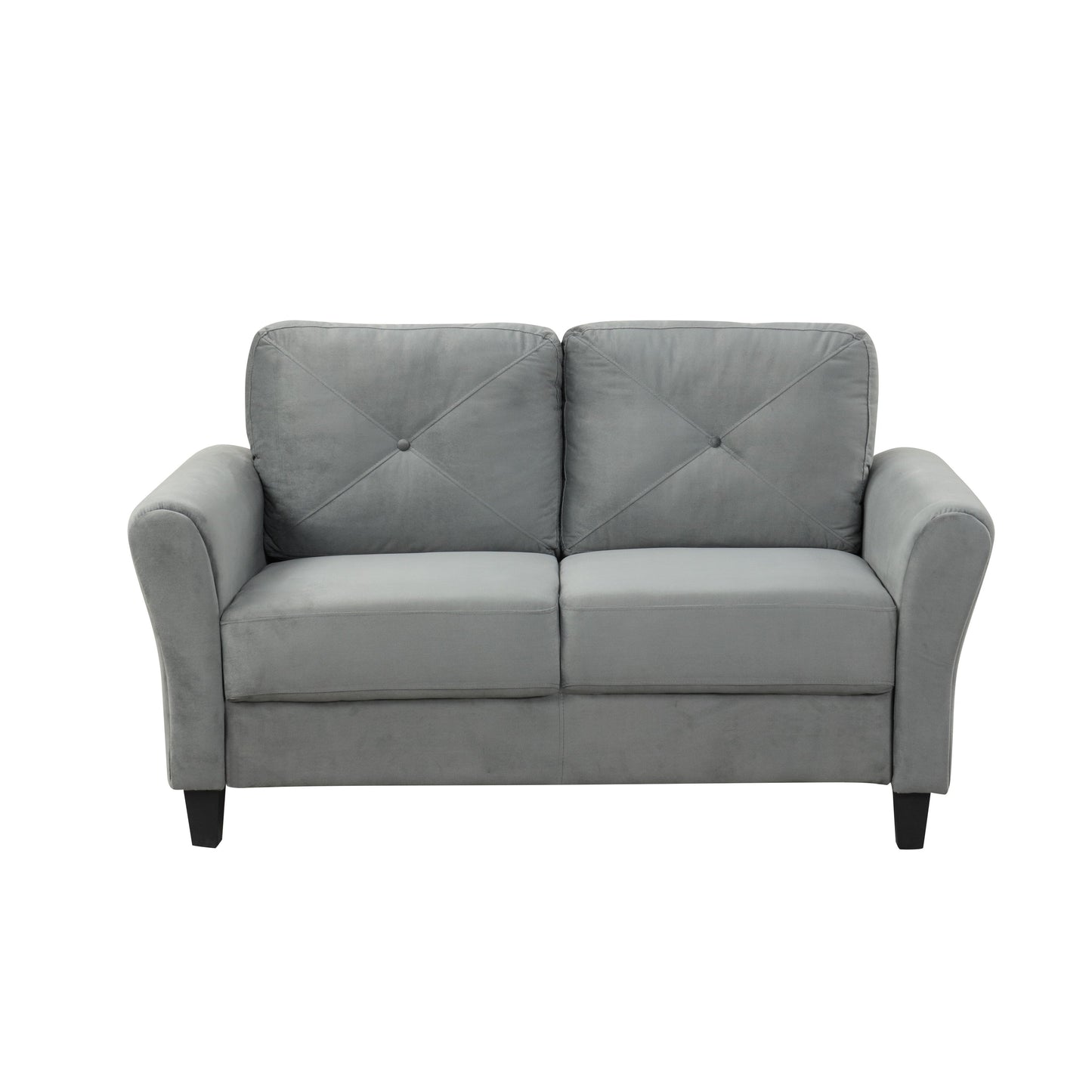 Canapé causeuse gris foncé antique en polyester avec cadre en bois