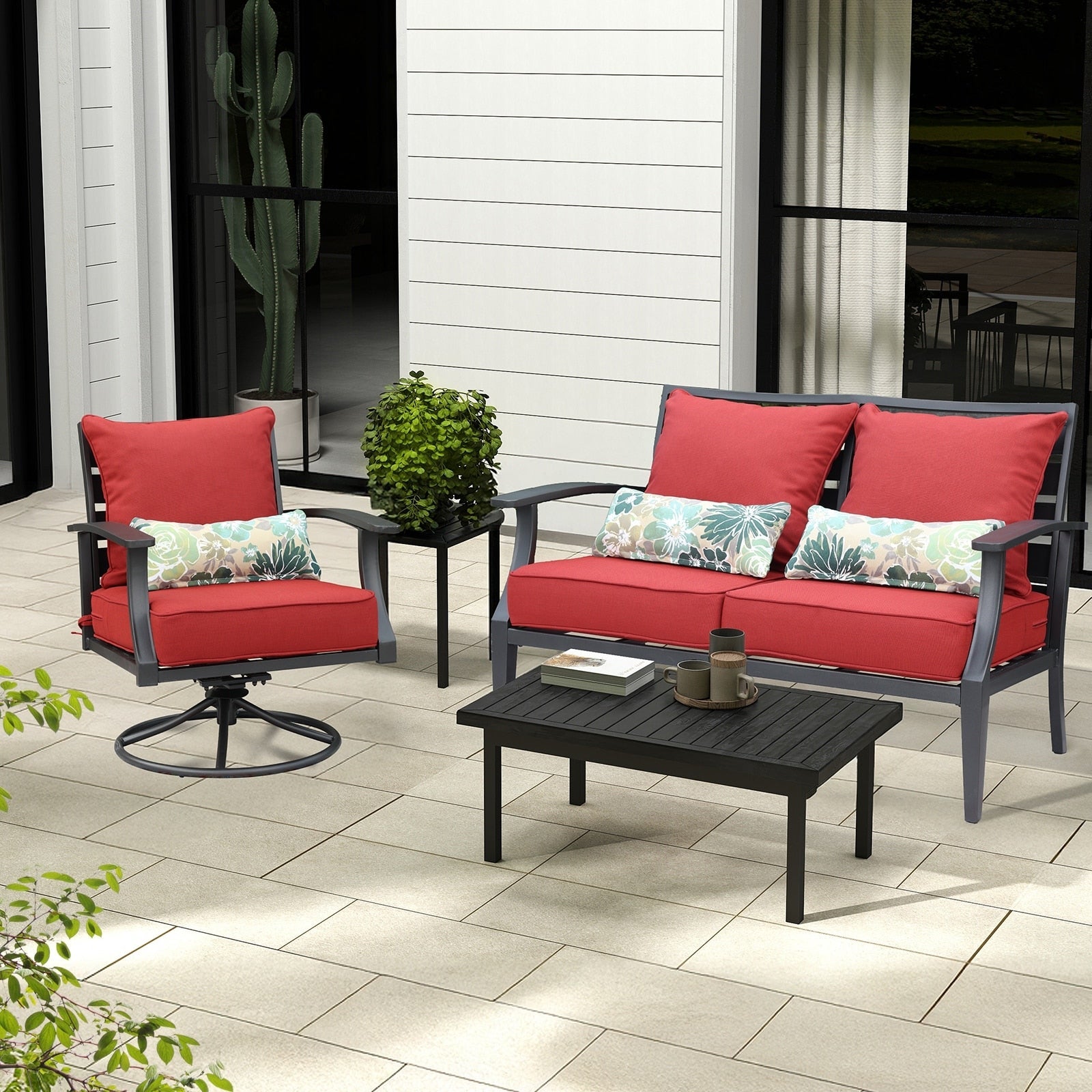 Aoodor 22'' x 24'' Outdoor Deep Seat Chair Cushion Set(Set of 2 Seats, 2 Backs, 2 Pillows) - N/A