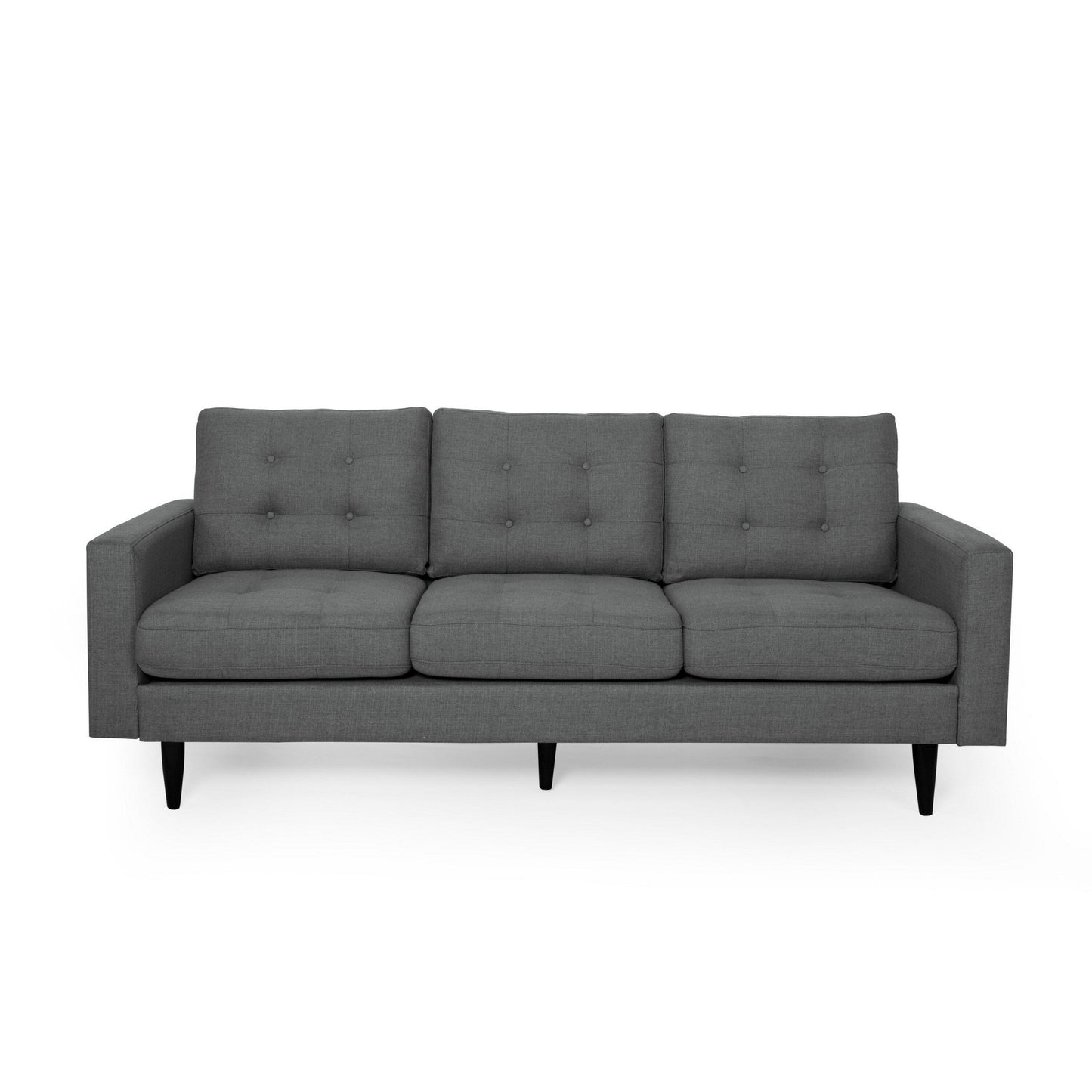 Canapé Apex, 3 places, 83 pouces, capitonné classique, tissu gris foncé