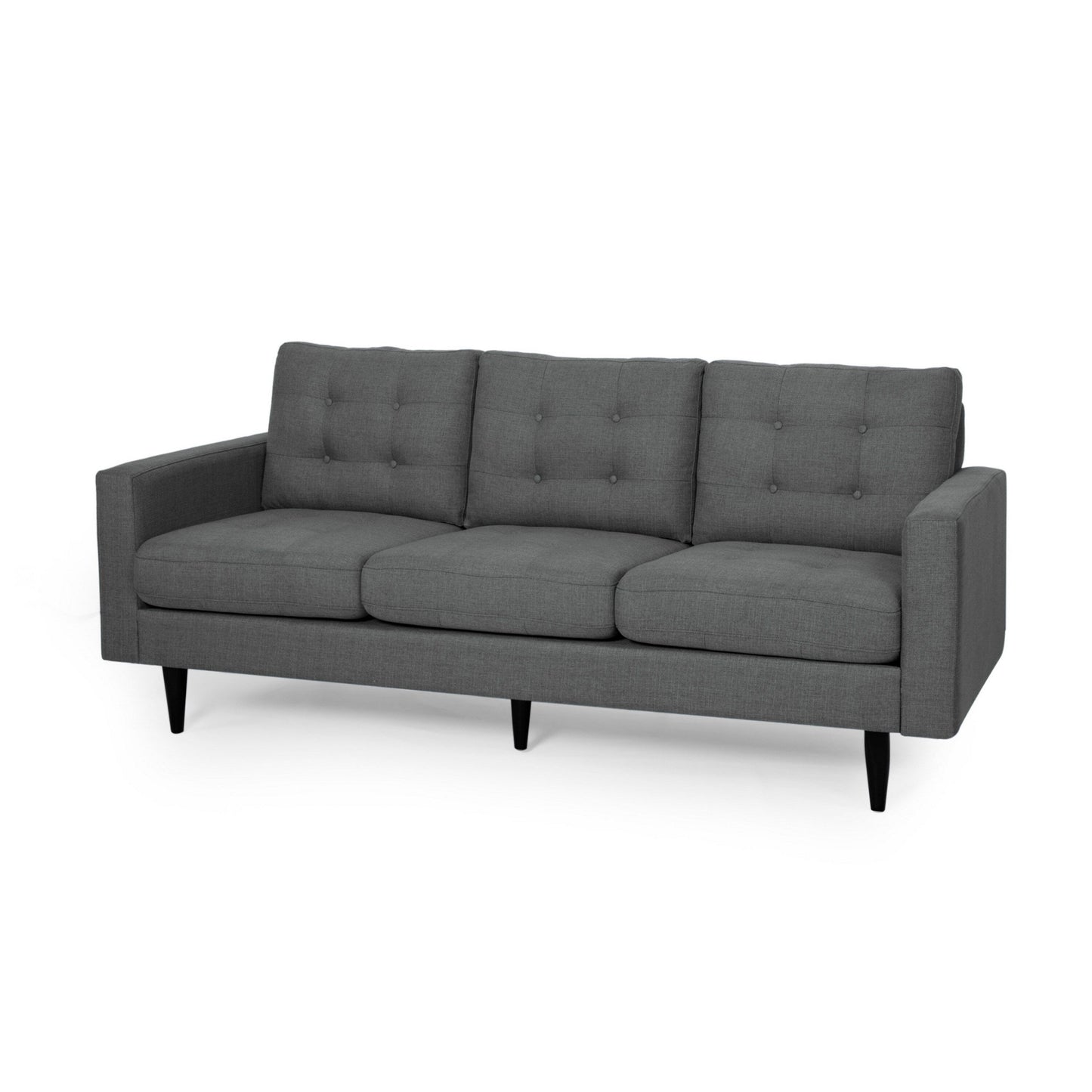 Canapé Apex, 3 places, 83 pouces, capitonné classique, tissu gris foncé
