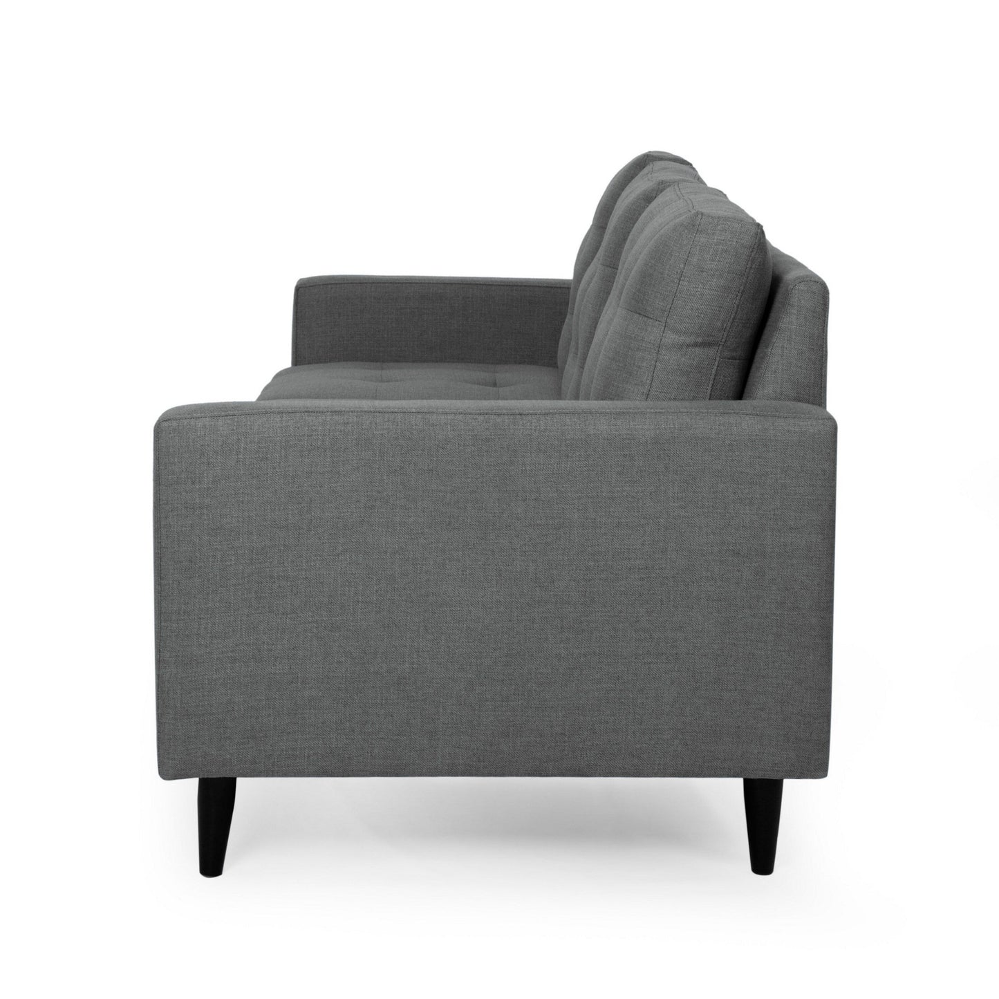 Canapé Apex, 3 places, 83 pouces, capitonné classique, tissu gris foncé