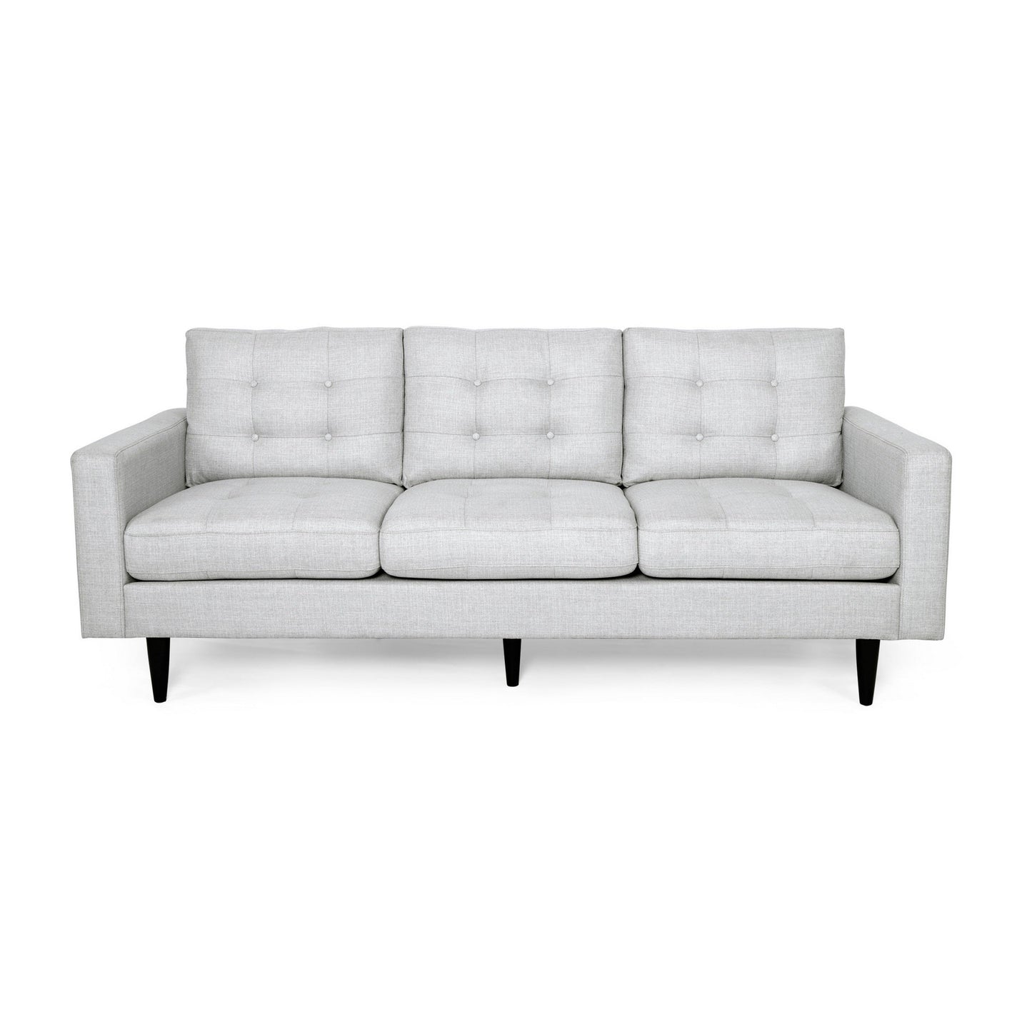 Canapé Apex, 3 places, 83 pouces, capitonné moderne, tissu gris clair