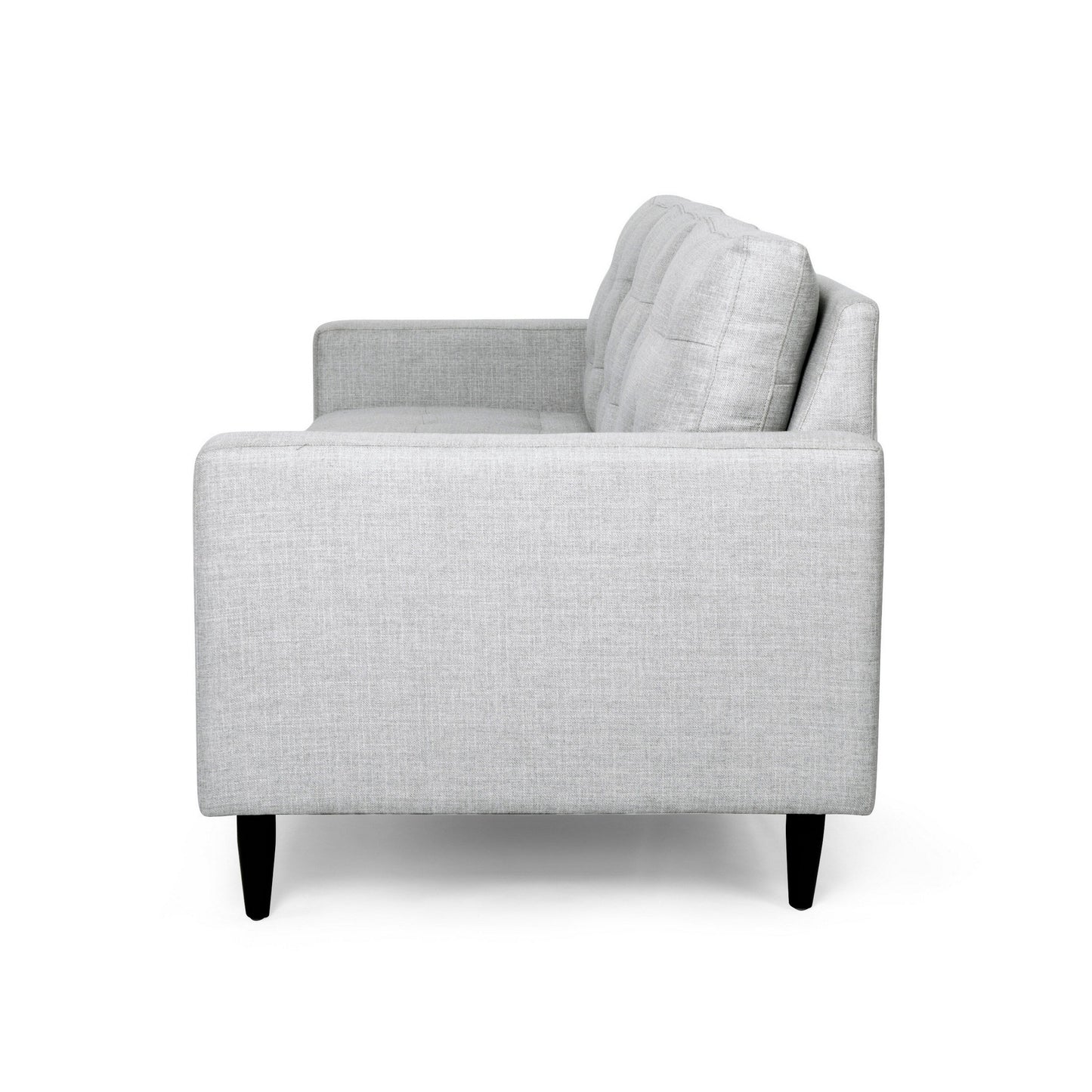 Canapé Apex, 3 places, 83 pouces, capitonné moderne, tissu gris clair