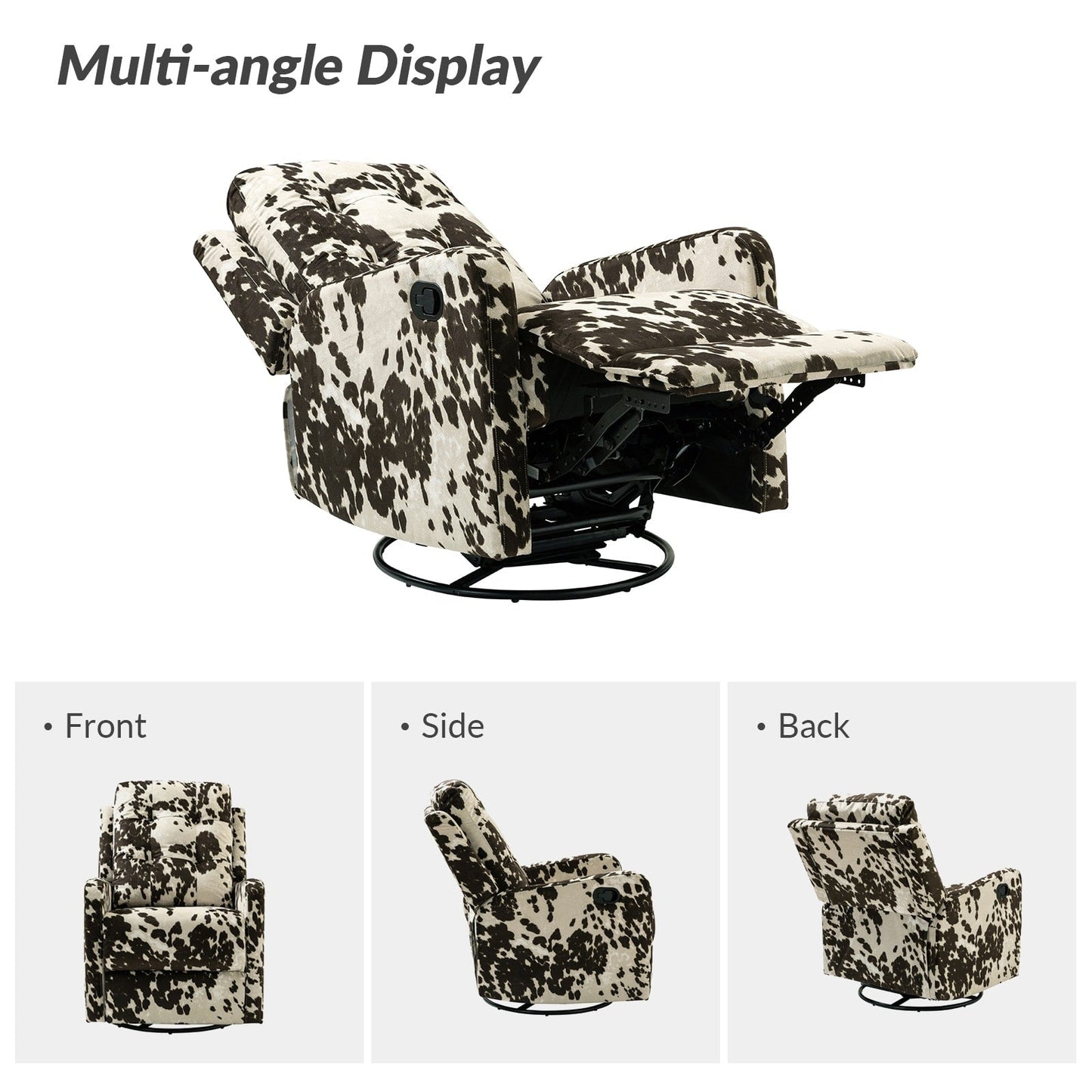 Fauteuil inclinable manuel pivotant Arlette à motif floral contemporain avec dossier capitonné