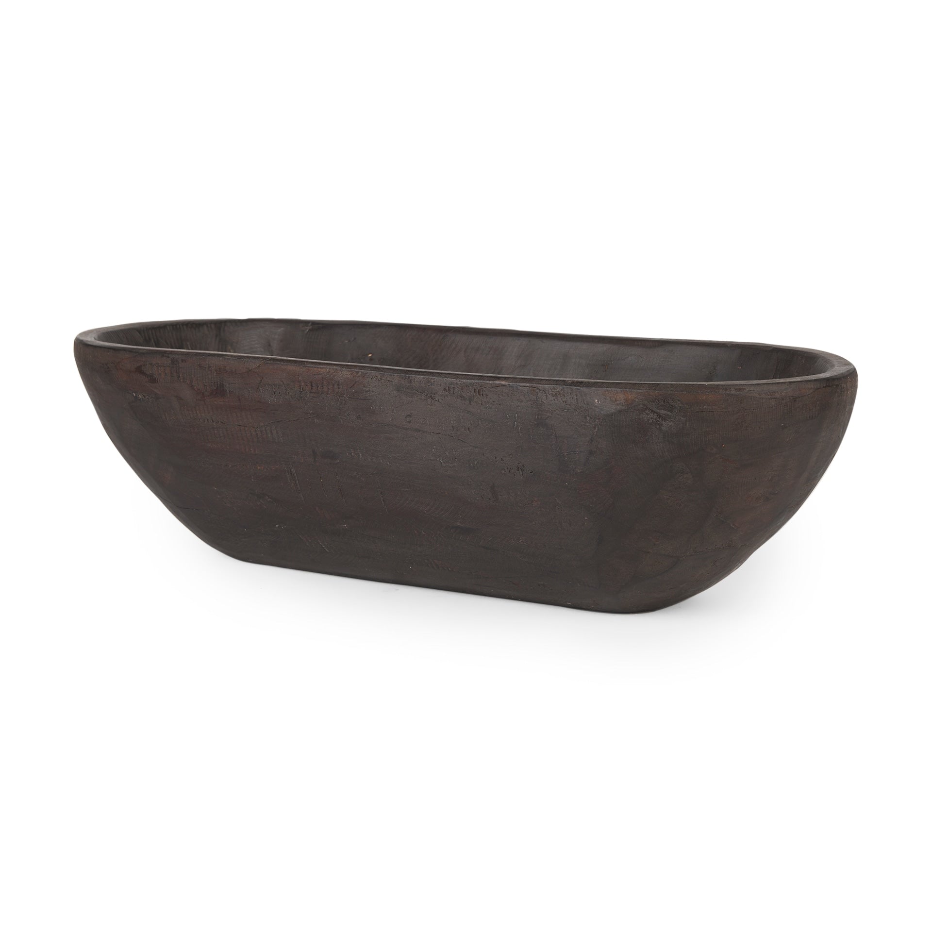 Bol rectangulaire extra large Athena en bois recyclé noir-brun - 26,0 L x 10,0 l x 7,0 H