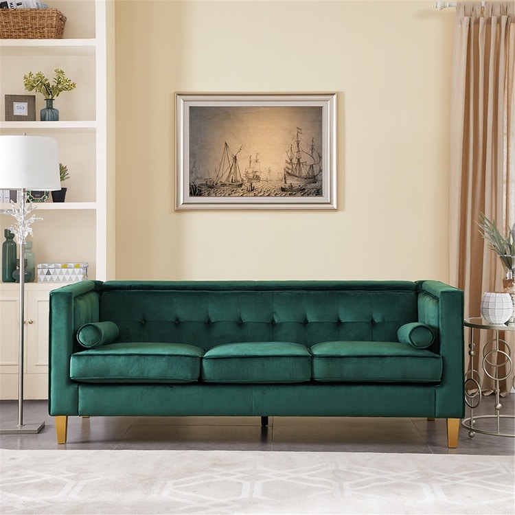 Canapé pour salon, canapé du milieu du siècle, coussin capitonné, pieds en bois massif, pour salon, chambre à coucher, confortable