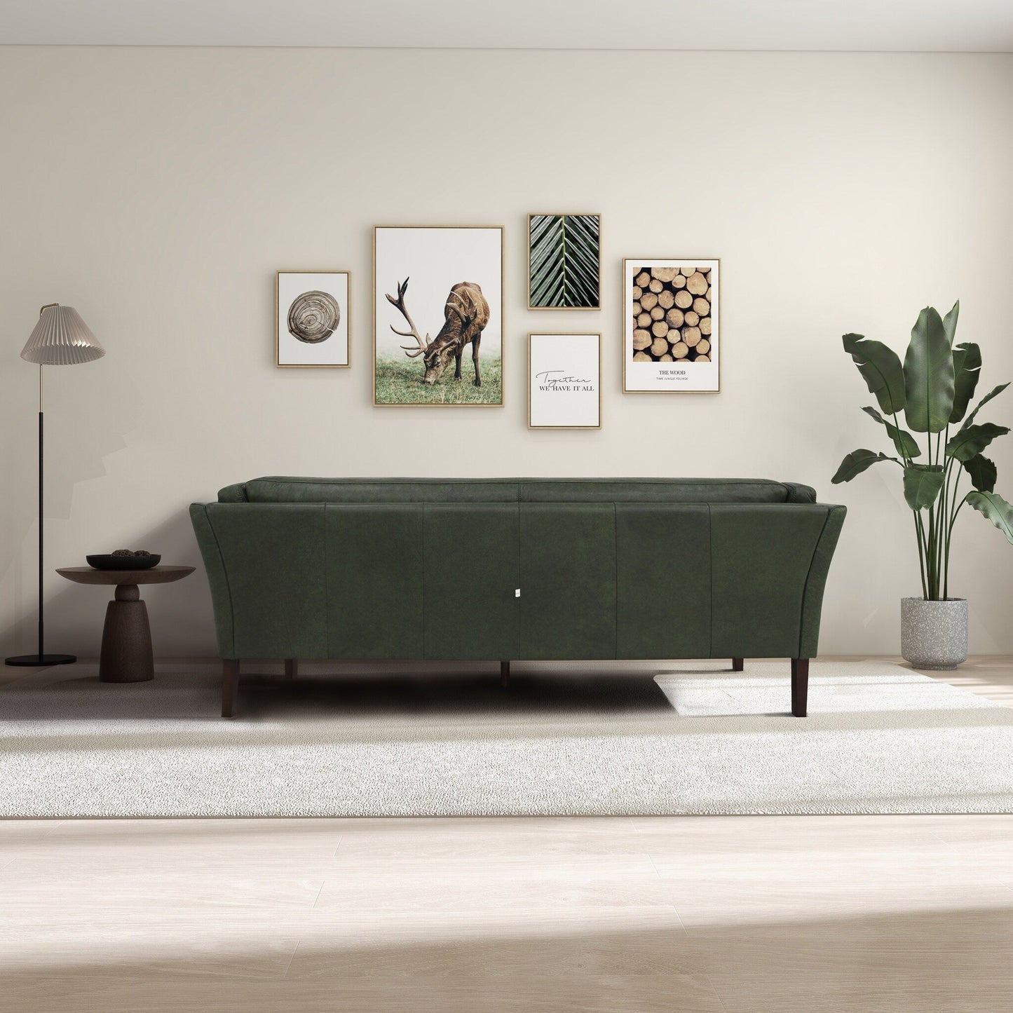 Canapé de salon Aura 78 en cuir véritable, large et moderne, de style milieu du siècle