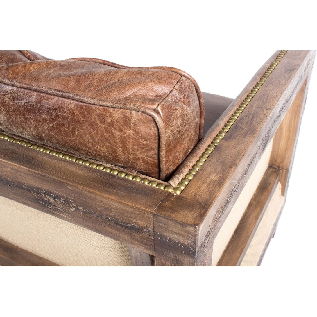 Canapé vintage en cuir marron Dina d'Aurelle Home