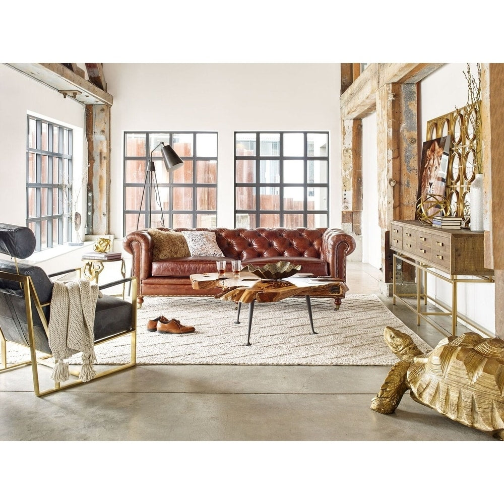 Canapé Chesterfield en cuir pleine fleur Aurelle Home Premier