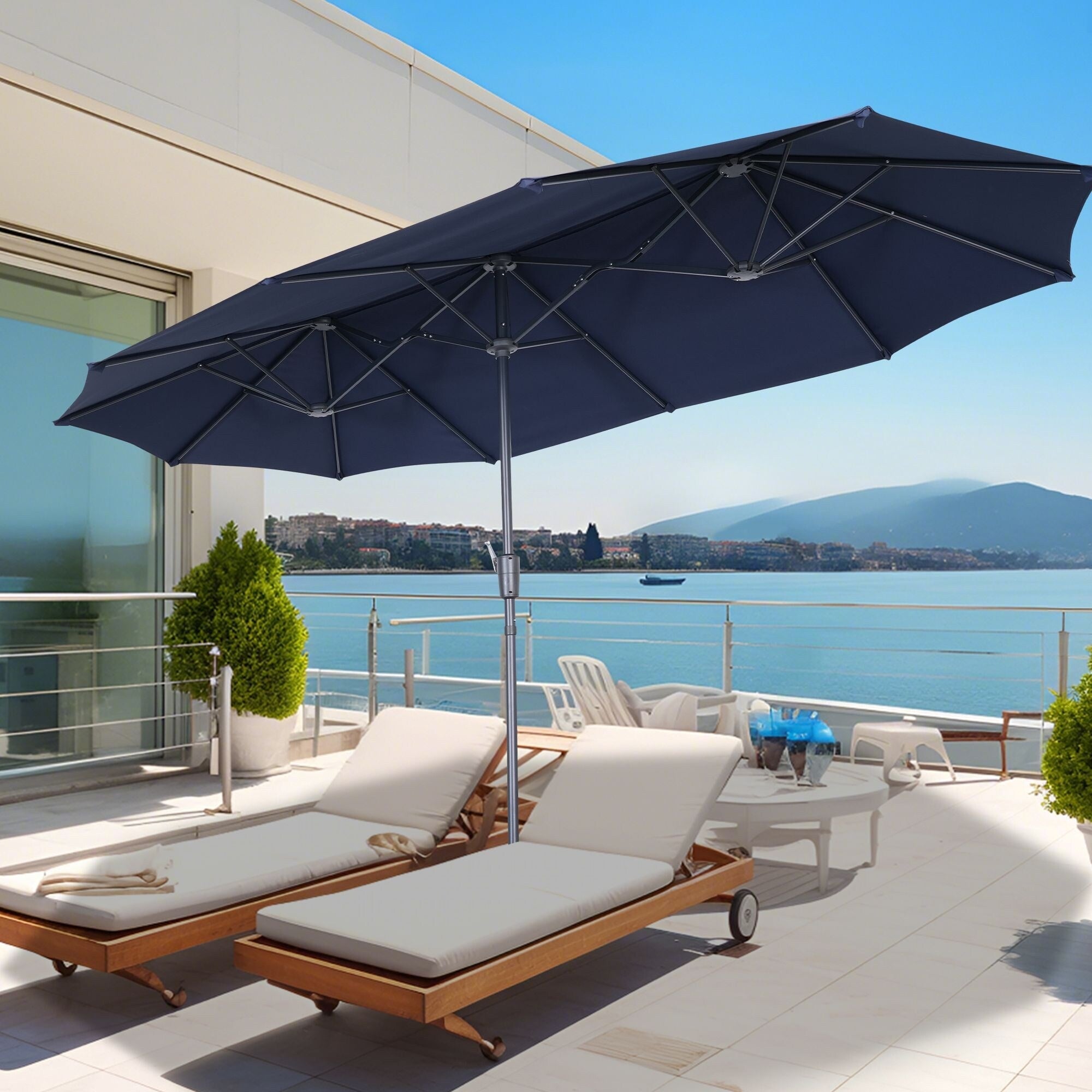 Autlaycil 13Ft Retangle Patio Umbrella Extra-Large Outdoor Umbrella No Base
