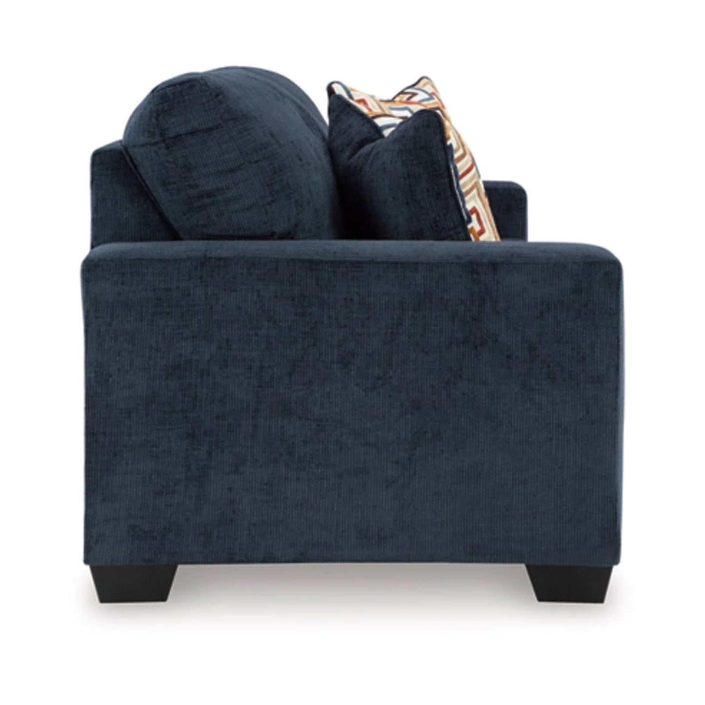 Canapé-lit Queen Avie, 2 coussins décoratifs, polyester bleu marine, 85 pouces