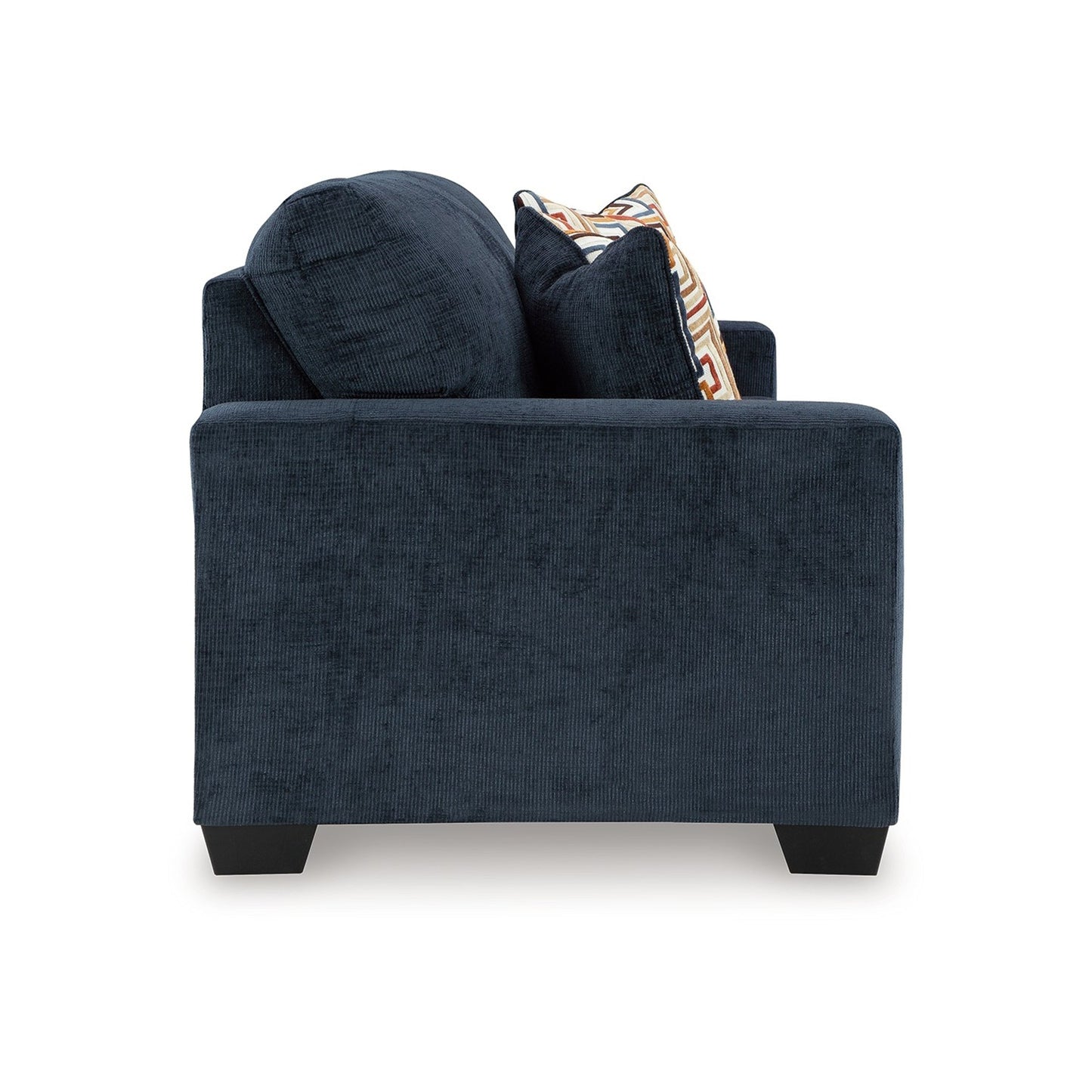 Canapé Avie, 2 coussins décoratifs, 85 pouces, noir, polyester bleu marine doux