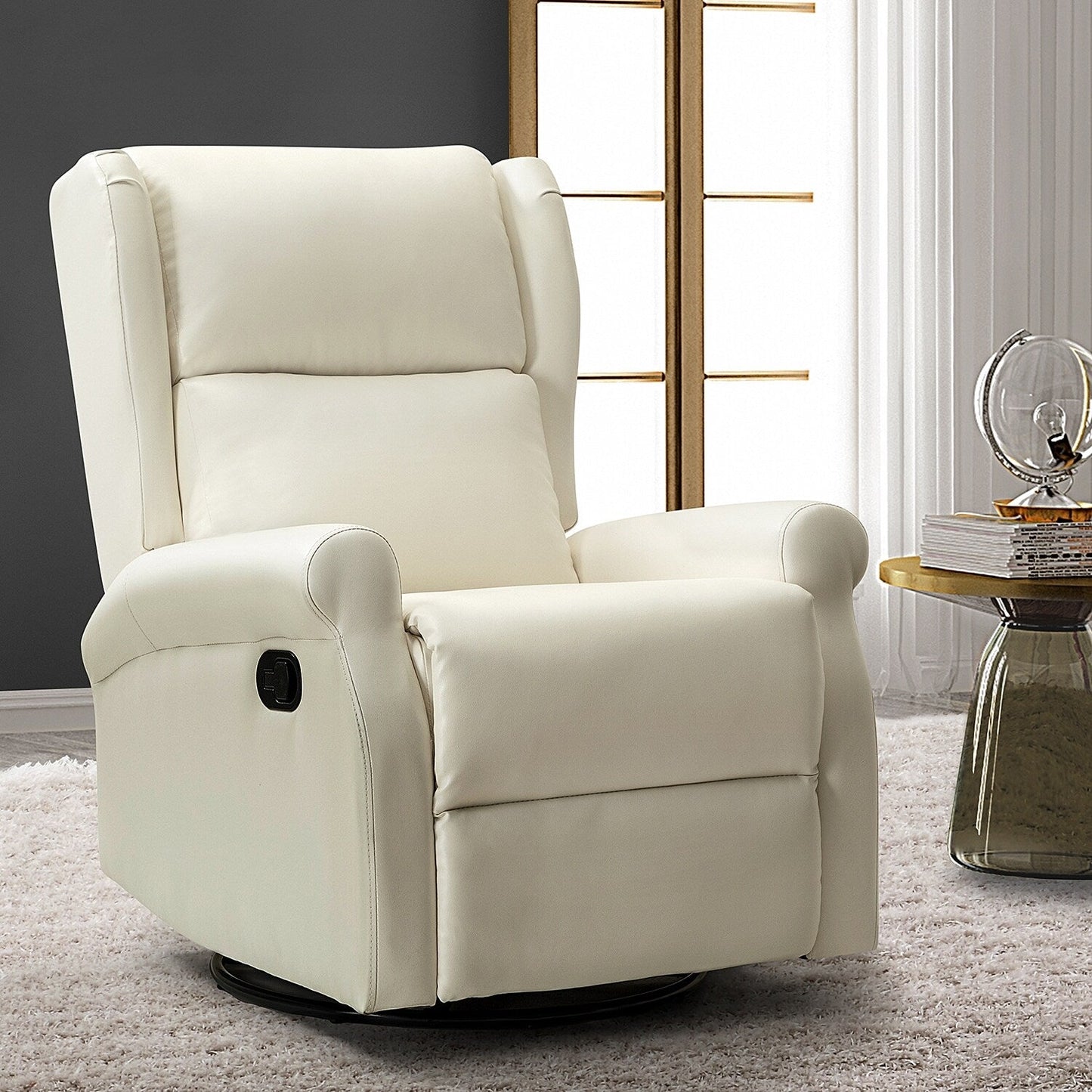 Chaise pivotante contemporaine pour chambre d'enfant Baksoho en similicuir avec base en métal par HULALA HOME