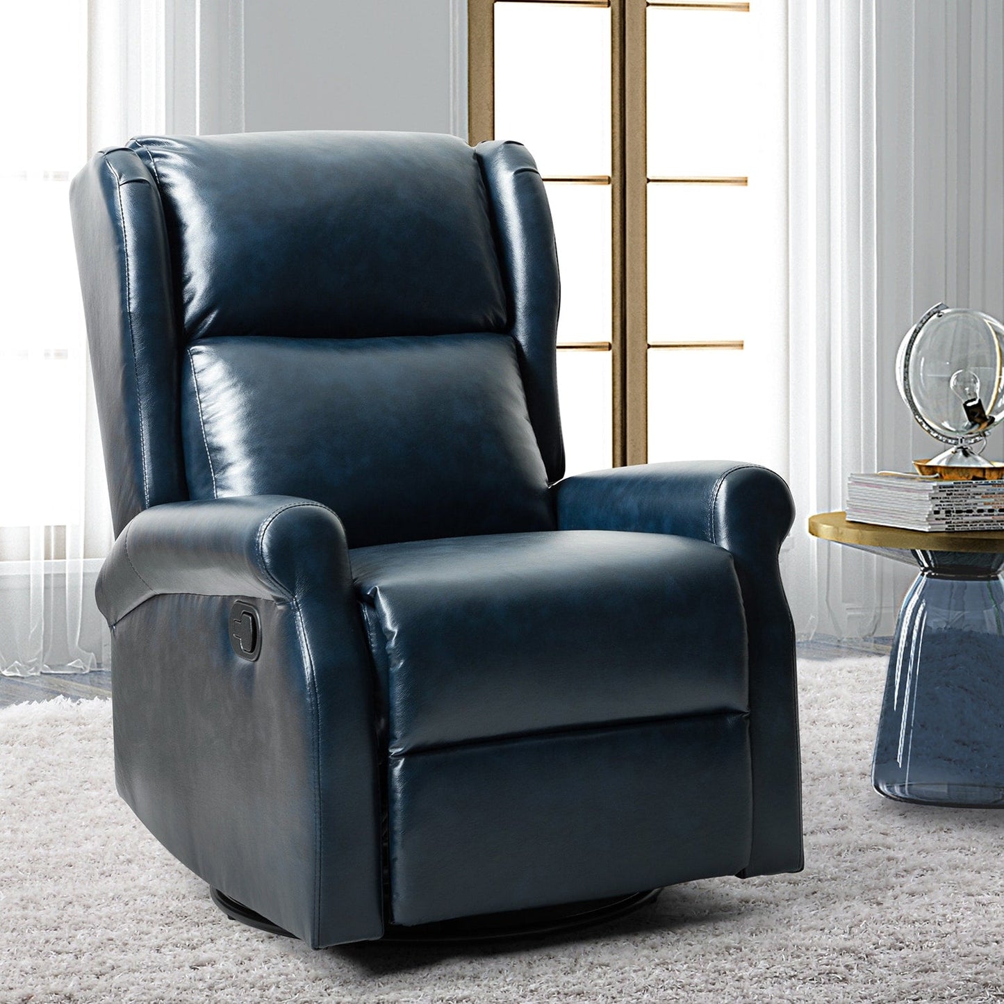Chaise pivotante contemporaine pour chambre d'enfant Baksoho en similicuir avec base en métal par HULALA HOME