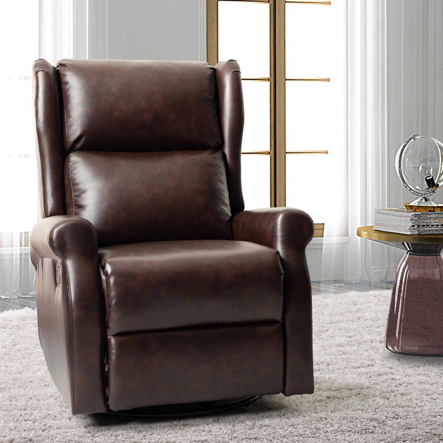 Chaise pivotante contemporaine pour chambre d'enfant Baksoho en similicuir avec base en métal par HULALA HOME