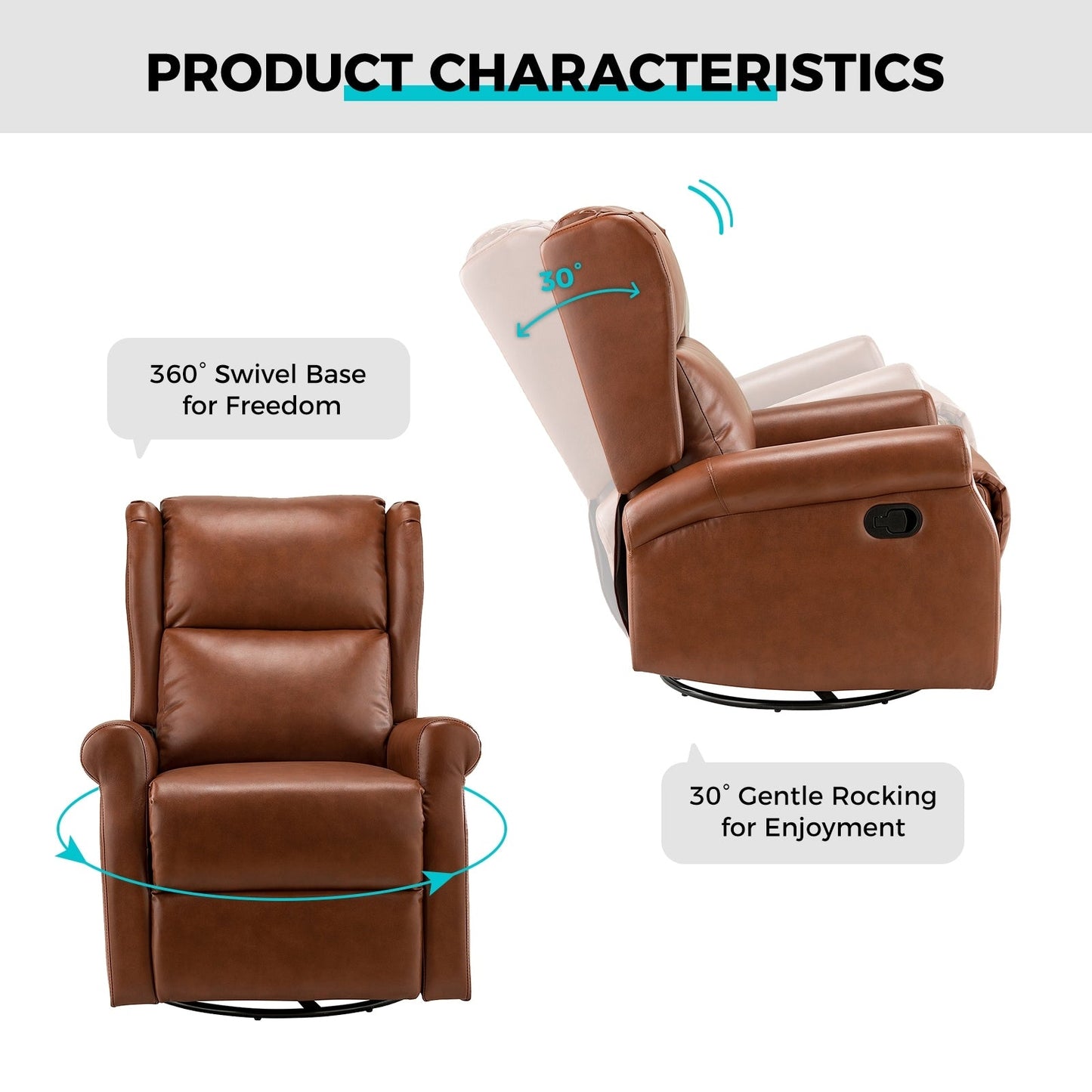 Chaise pivotante contemporaine pour chambre d'enfant Baksoho en similicuir avec base en métal par HULALA HOME