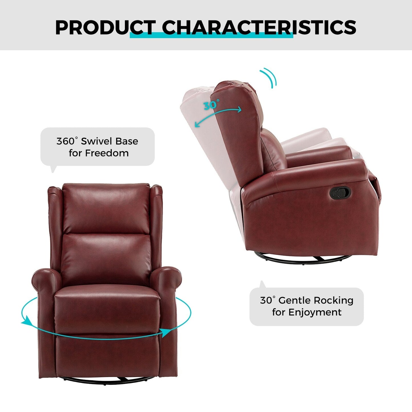 Chaise pivotante contemporaine pour chambre d'enfant Baksoho en similicuir avec base en métal par HULALA HOME
