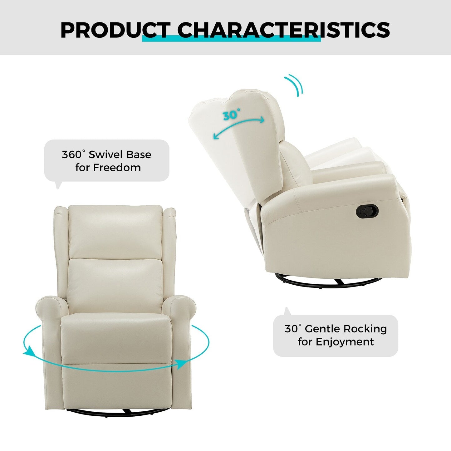 Chaise pivotante contemporaine pour chambre d'enfant Baksoho en similicuir avec base en métal par HULALA HOME