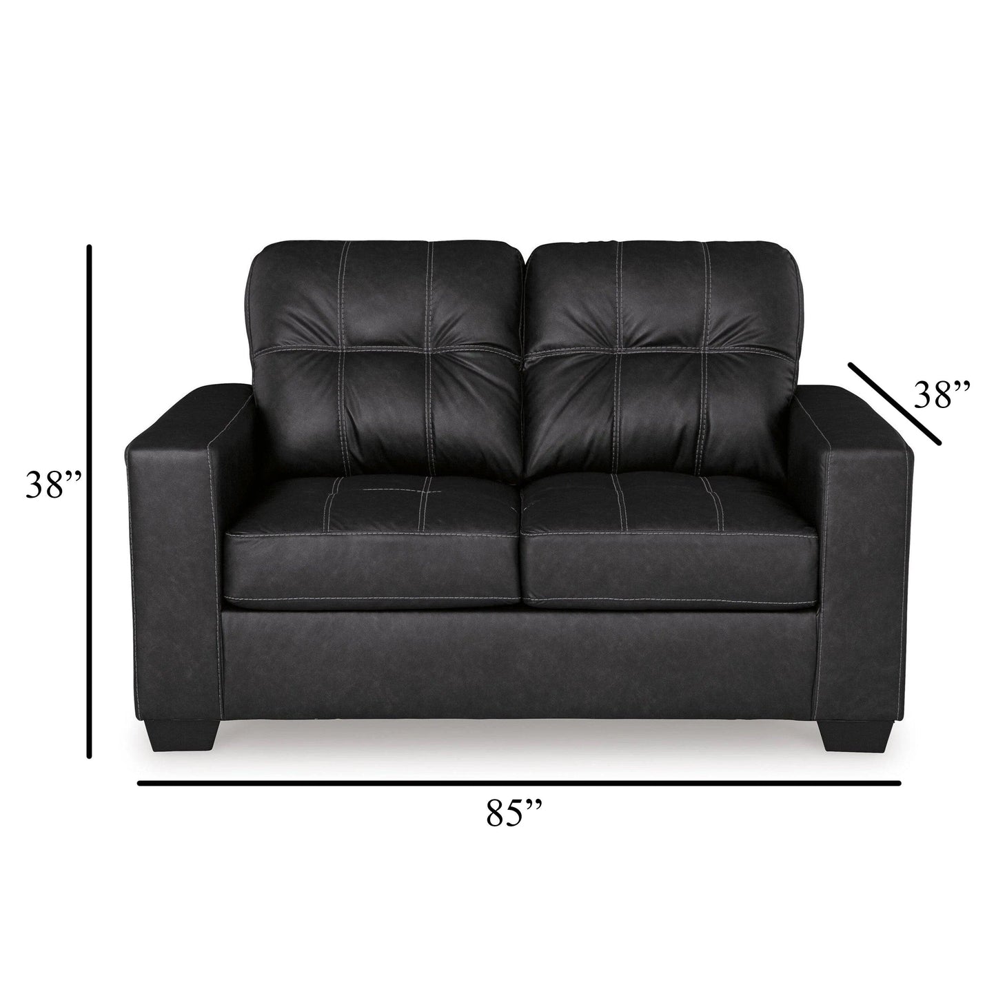 Canapé-lit Barl, lit gigogne queen size, 85 pouces, similicuir noir