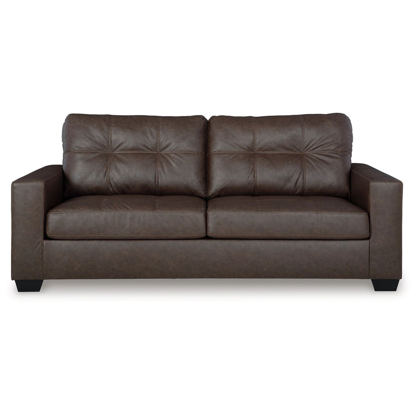 Canapé-lit Barl, lit gigogne queen size, similicuir marron riche