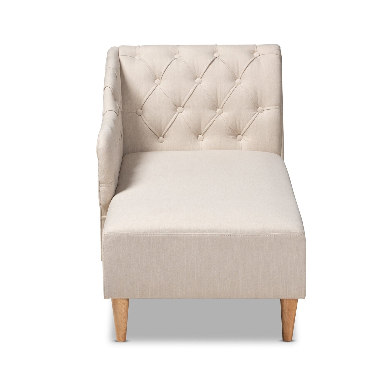 Chaise longue en bois de chêne avec revêtement en tissu Emeline de Baxton Studio