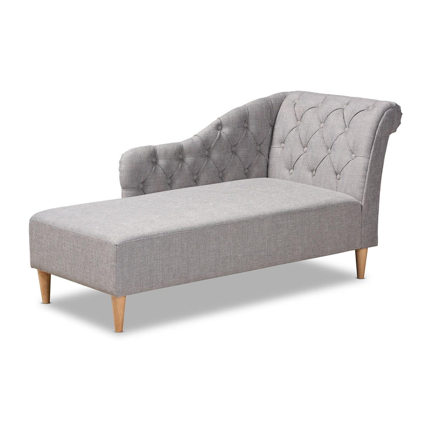 Chaise longue en bois de chêne avec revêtement en tissu Emeline de Baxton Studio