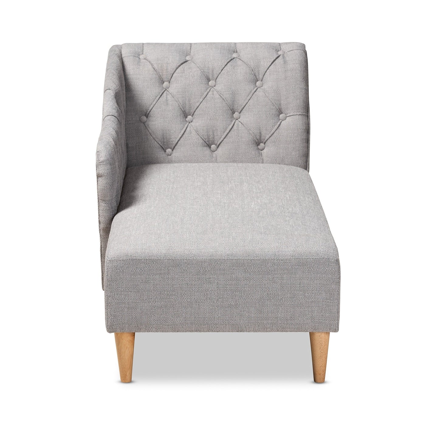 Chaise longue en bois de chêne avec revêtement en tissu Emeline de Baxton Studio