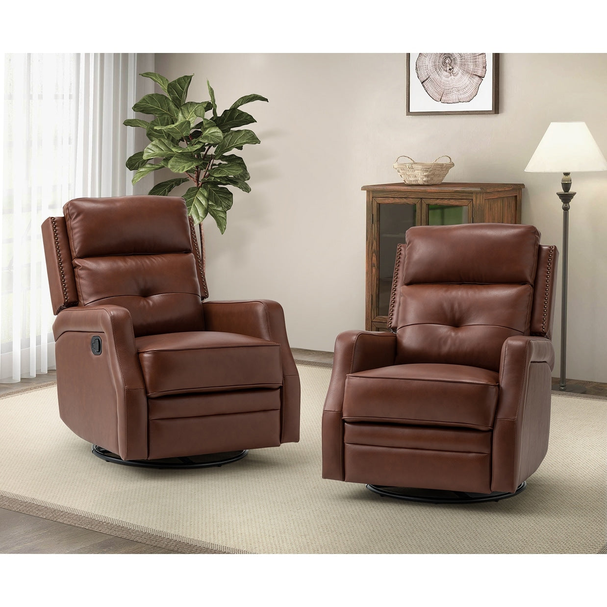 Ensemble de 2 fauteuils inclinables de salon Beatriz avec base en métal