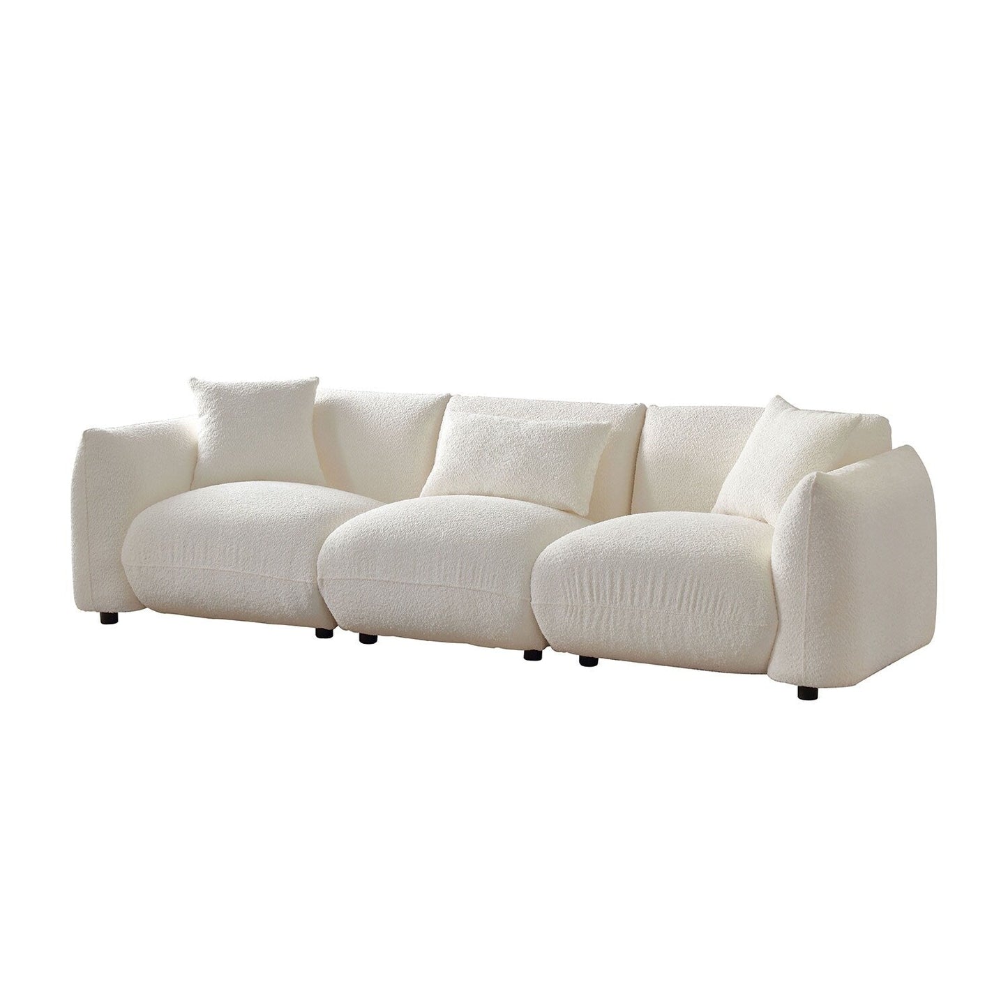 Canapé en tissu bouclé beige 102,36'' avec oreillers et coussin épais