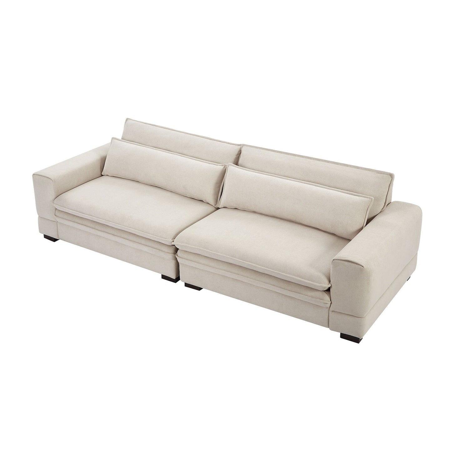 Canapé 4 places contemporain en tissu beige 104,72 pouces avec pieds en bois - Design élégant et durable pour appartements et bureaux