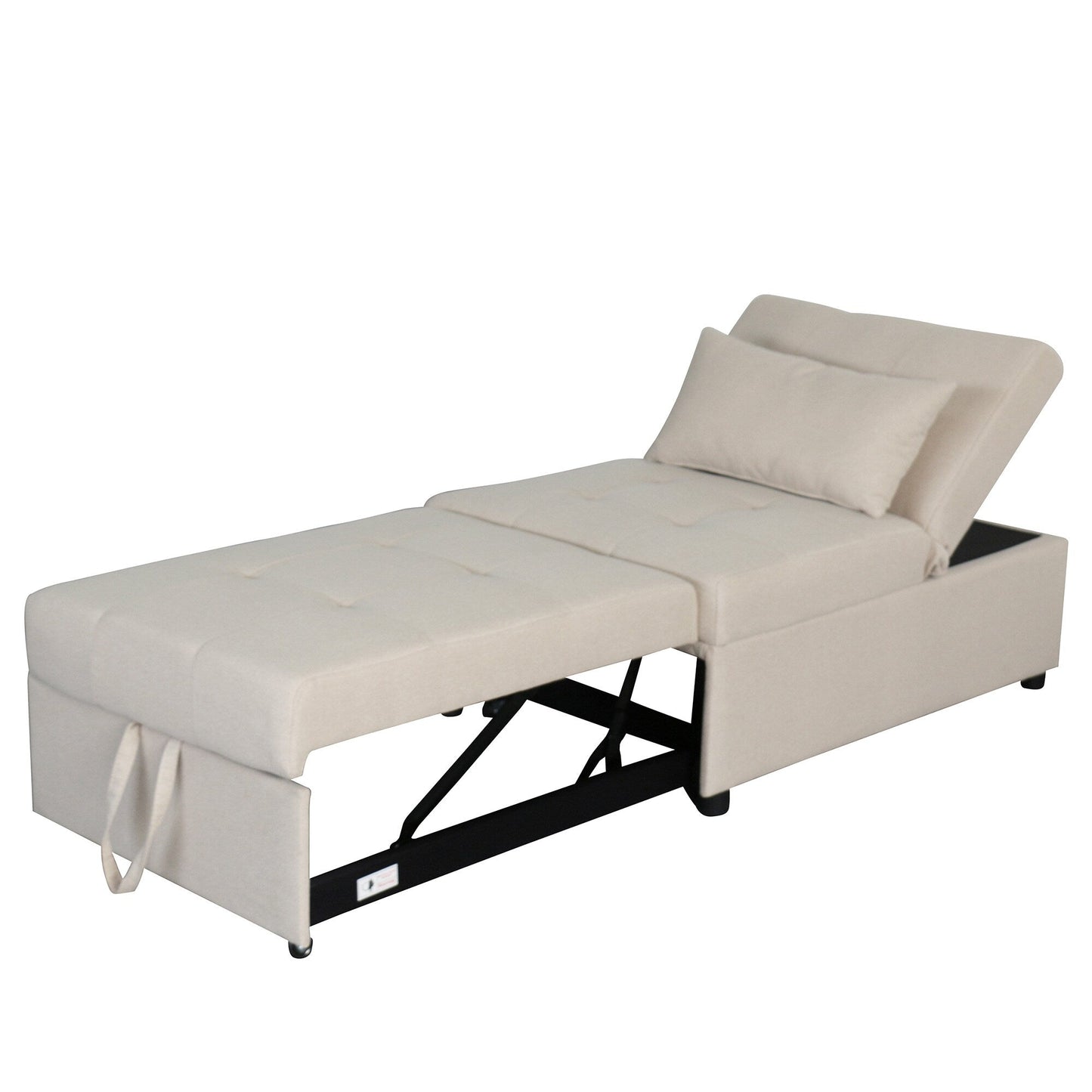 Canapé-lit simple pliant beige 39,8 avec dossier réglable et coussins pour le salon