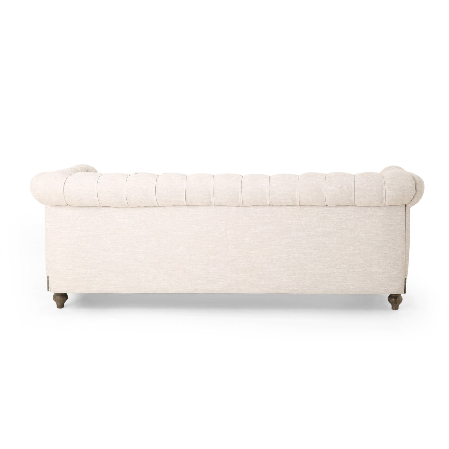 Canapé 3 places en tissu beige 78,75 pouces avec pieds en bois, style rétro, idéal pour le salon ou le bureau