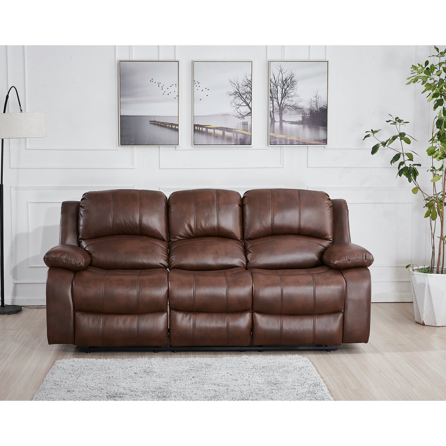 Canapé 3 places inclinable manuel en cuir reconstitué Betsy Furniture 8018