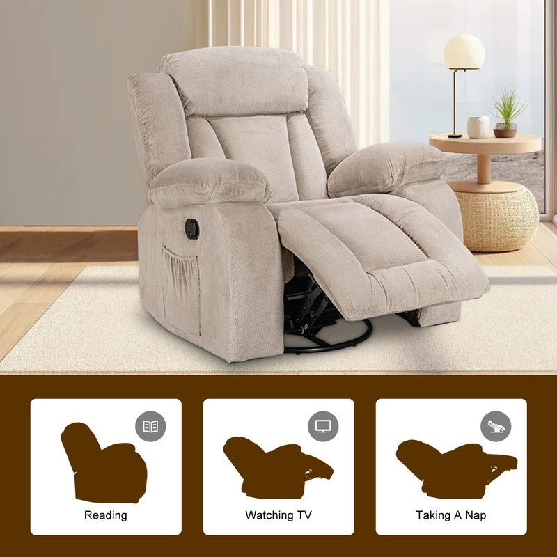 Fauteuil inclinable pivotant et rembourré