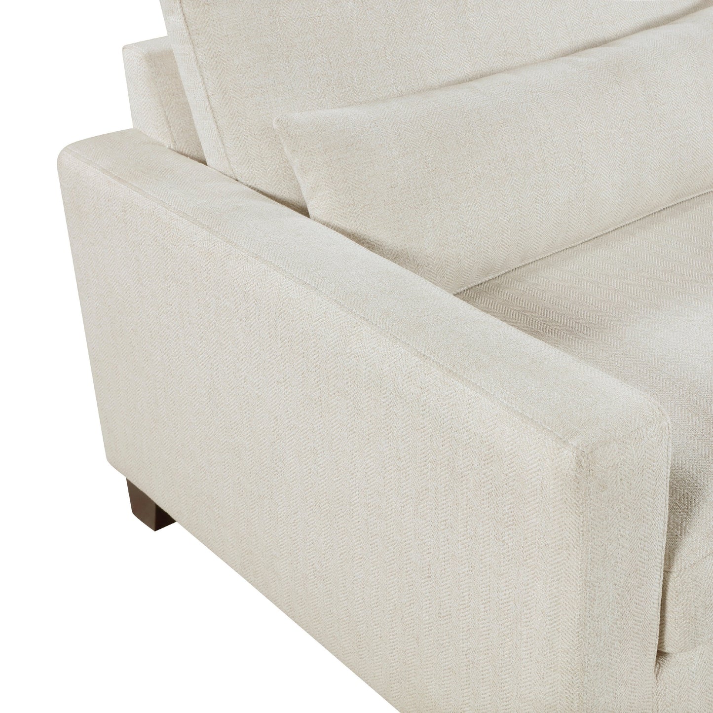 Canapé Bior, 2 coussins lombaires, tissu ivoire, 226 cm, design moderne