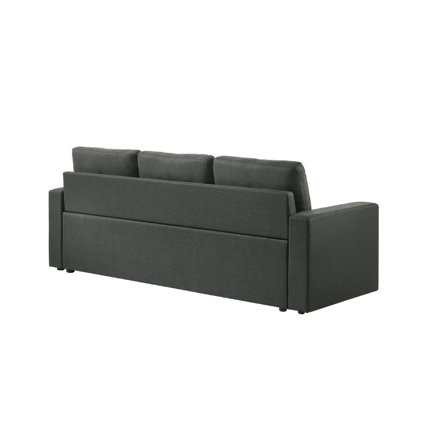 Canapé-lit gigogne Biry, coussins capitonnés, tissu gris foncé