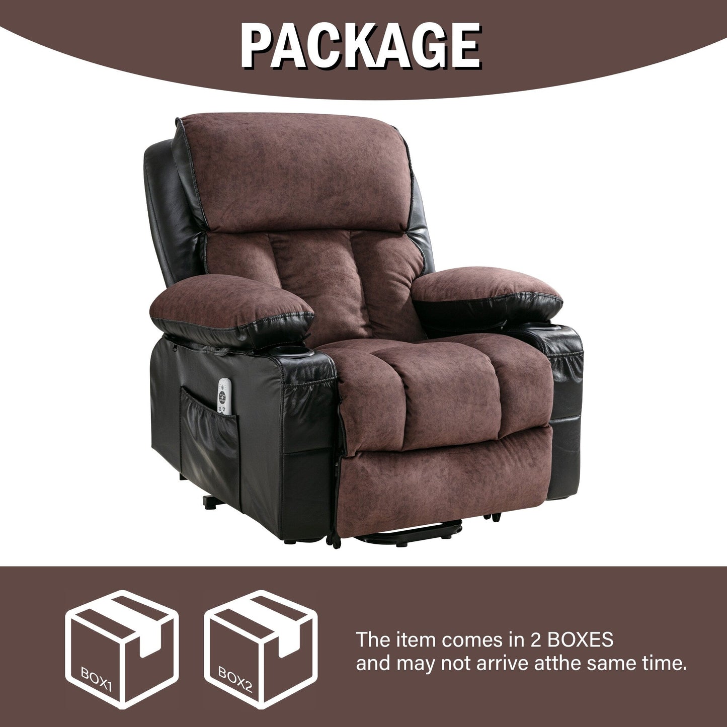 Fauteuil inclinable électrique noir avec massage, chauffage et cuir synthétique