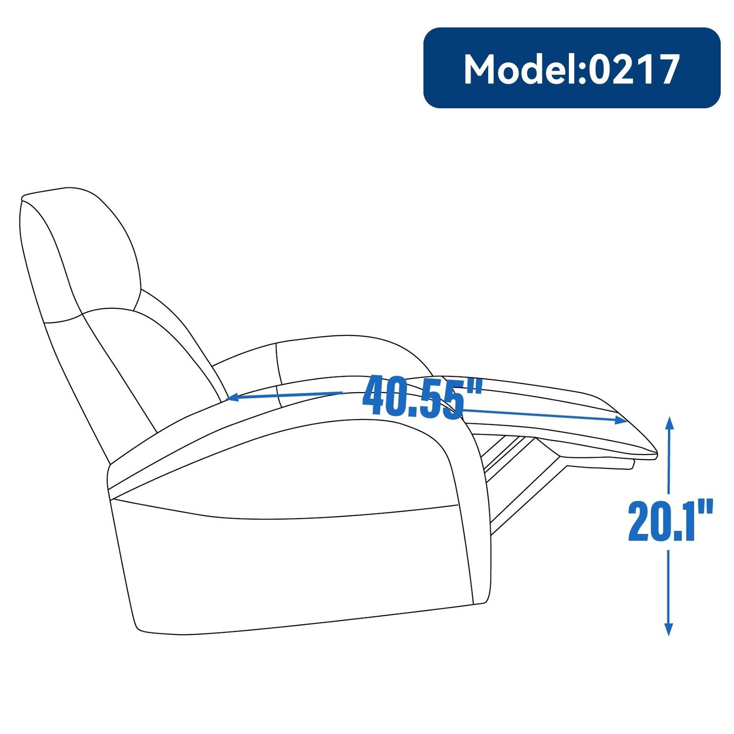 Fauteuil inclinable électrique en cuir véritable bleu avec pivot et chargement USB