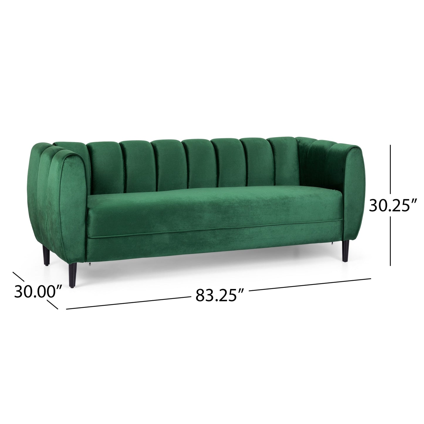 Canapé 3 places en velours moderne Bobran par Christopher Knight Home - 30,00 P x 83,25 L x 30,25 H