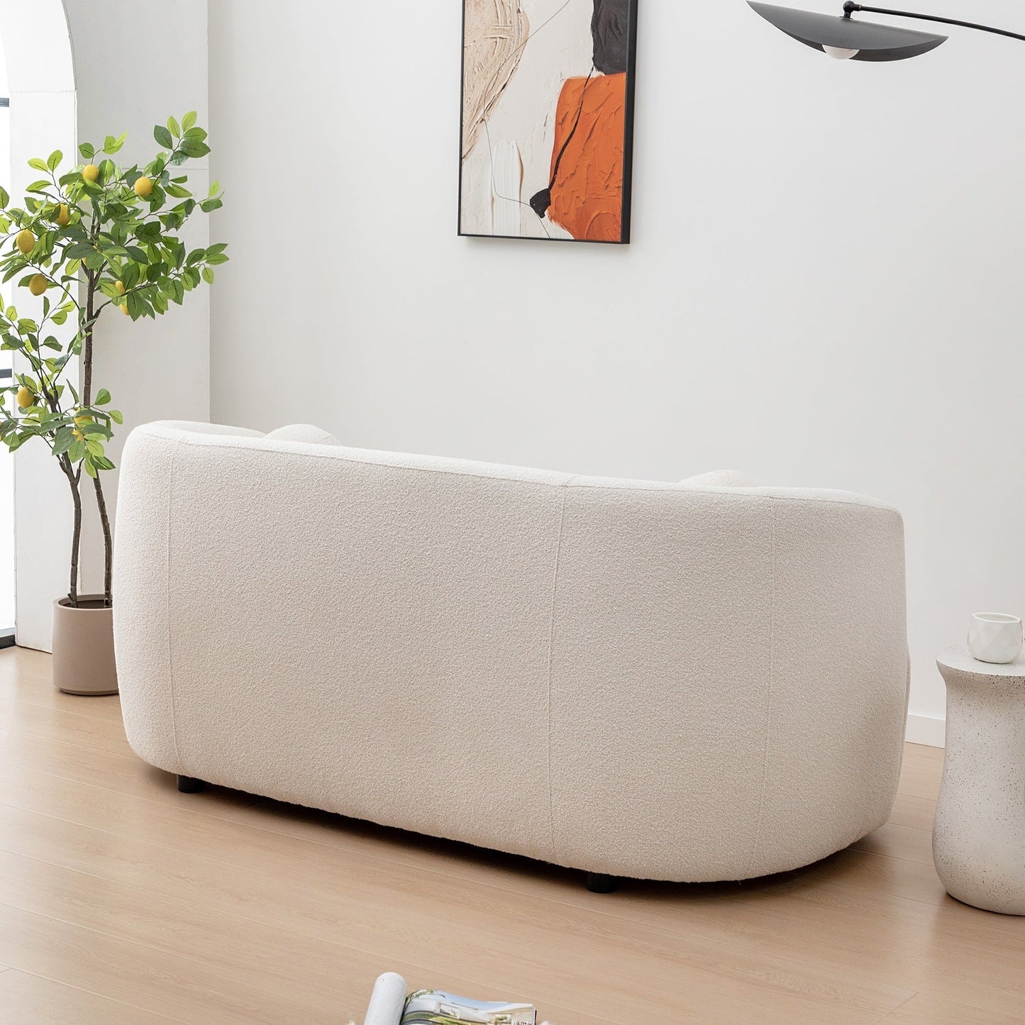 Causeuse 2 places rembourrée KINWELL Boucle avec coussins