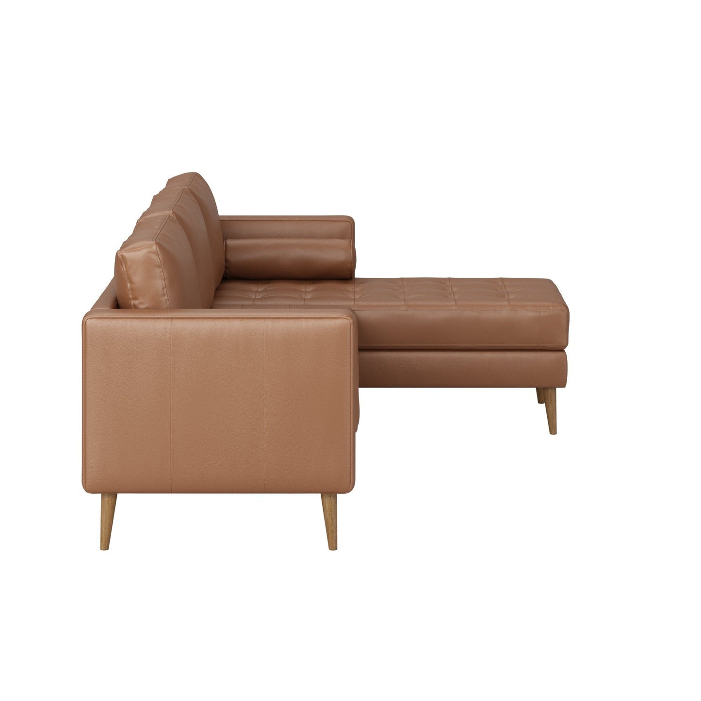 Canapé Breeze Mid-Century moderne, canapé en cuir avec coussin capitonné et cadre en bois massif